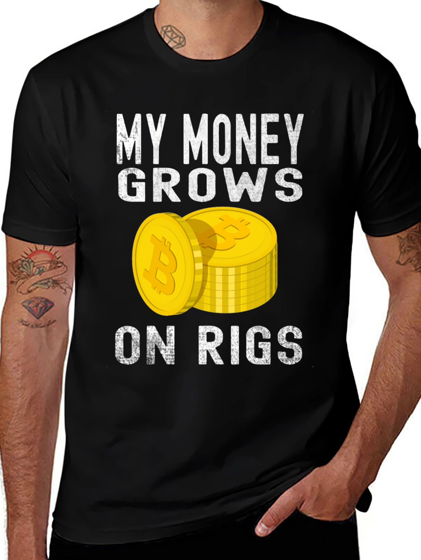 Bitcoin Mining T-Shirt: My Money Grows on Rigs