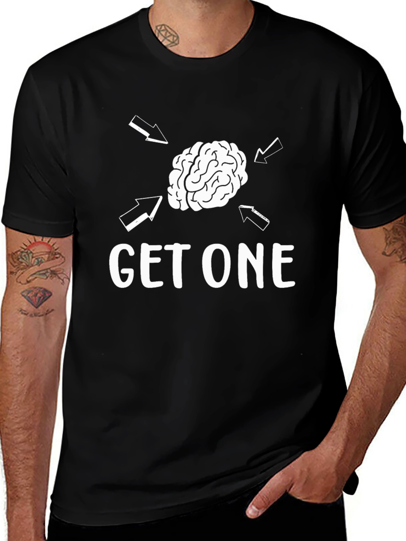 Variant 11 of Get One Brain Graphic T-Shirt - Black