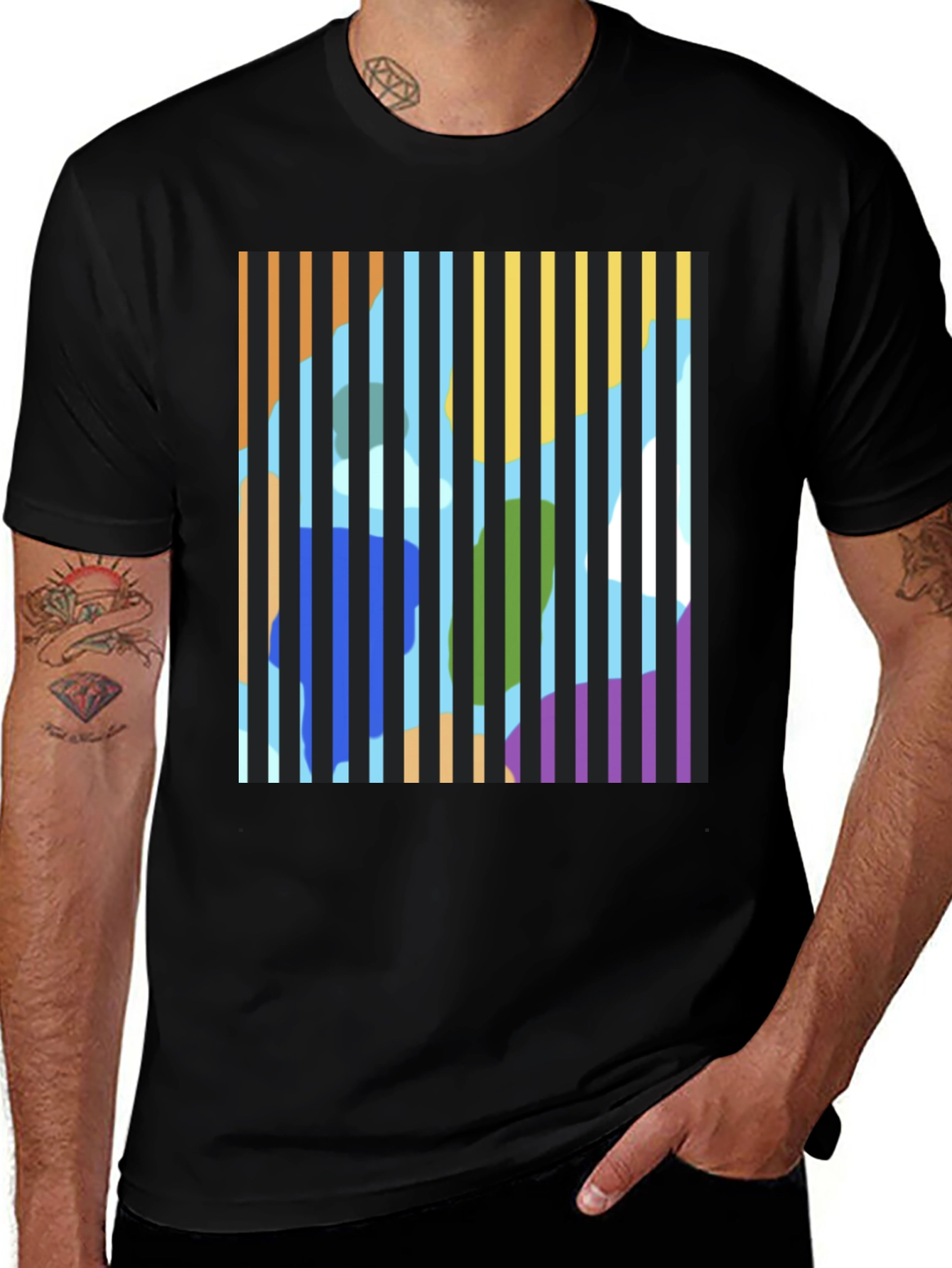 Variant 13 of Abstract Striped Graphic Print T-Shirt