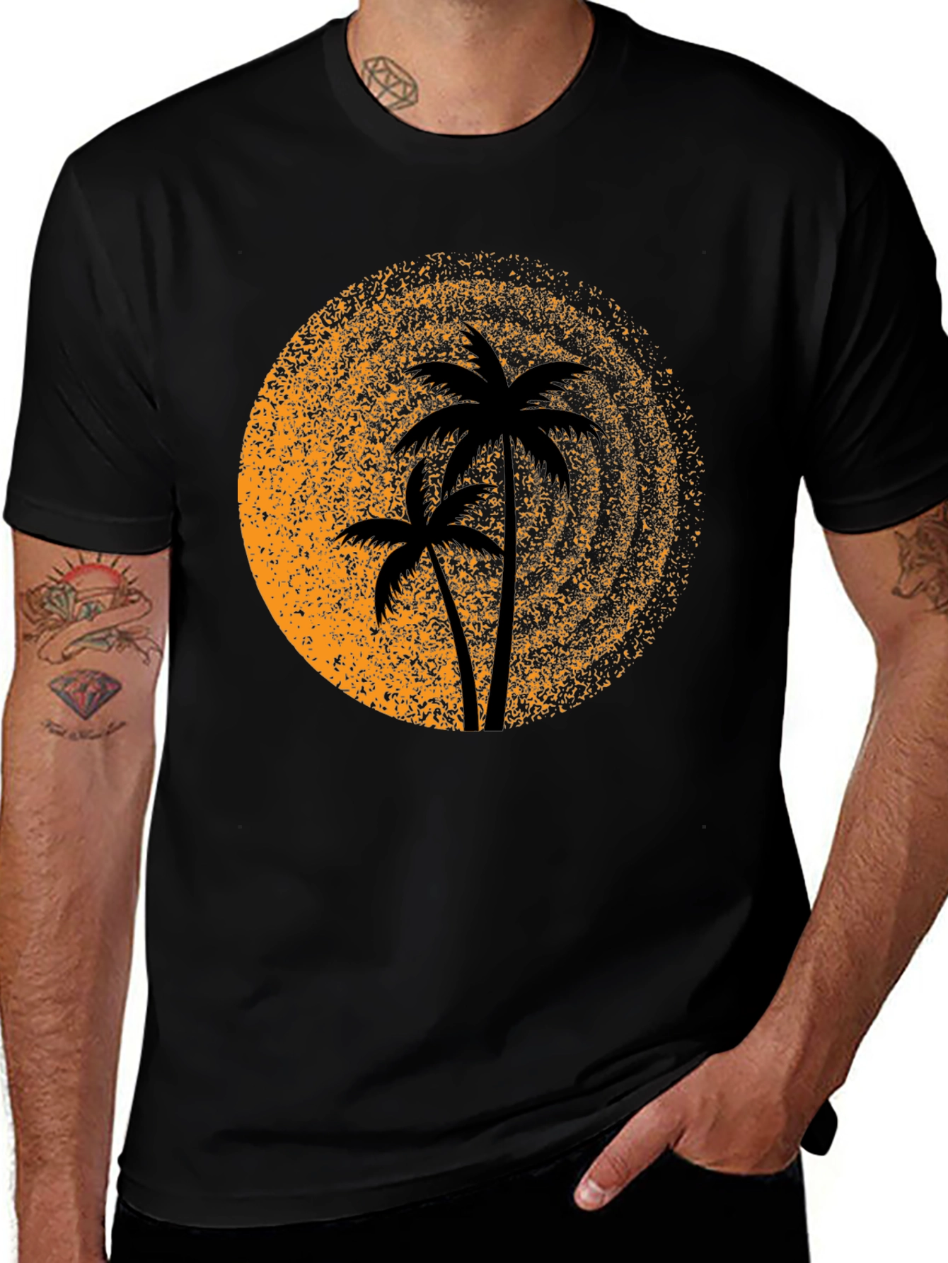Variant 26 of Palm Tree Sunset Graphic T-Shirt - Island Vibes