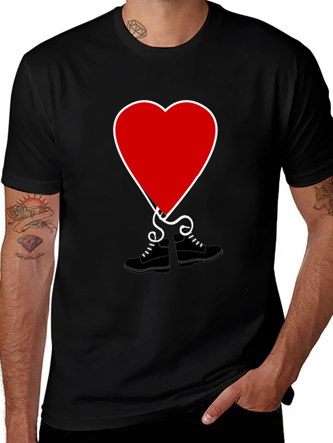 Heart Balloon Black T-Shirt