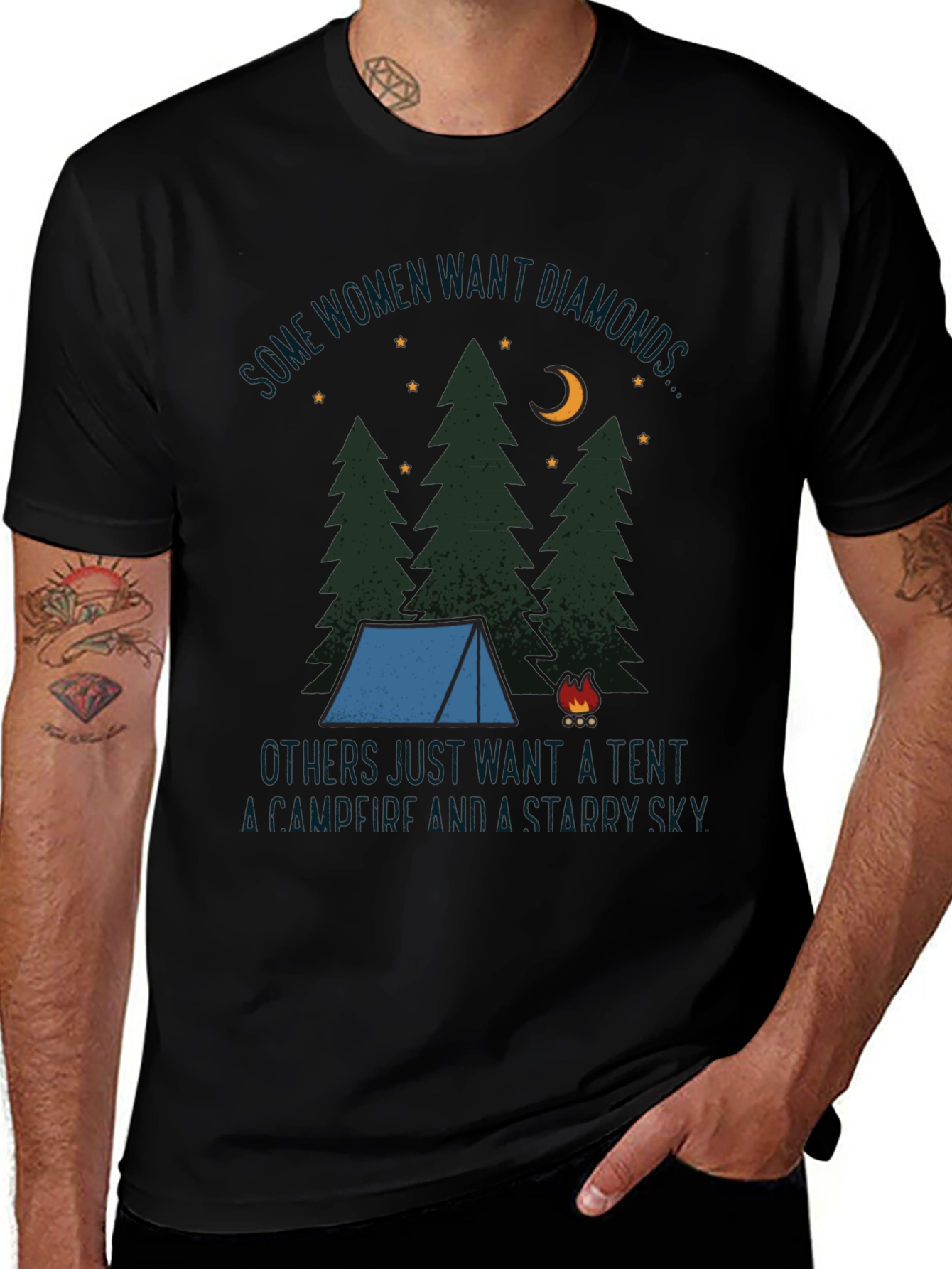 Camping Tent Starry Sky Graphic Tee