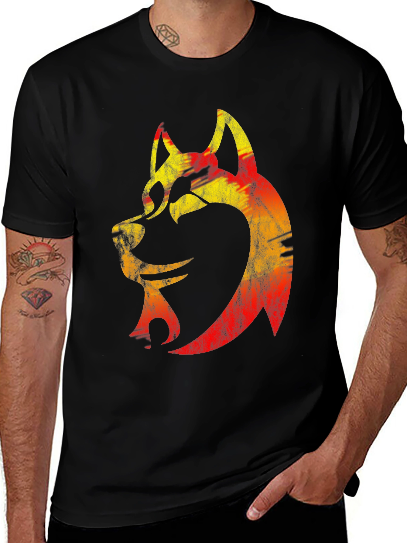 Variant 17 of Wolf Graphic Tee - Bold Animal Print Black T-Shirt
