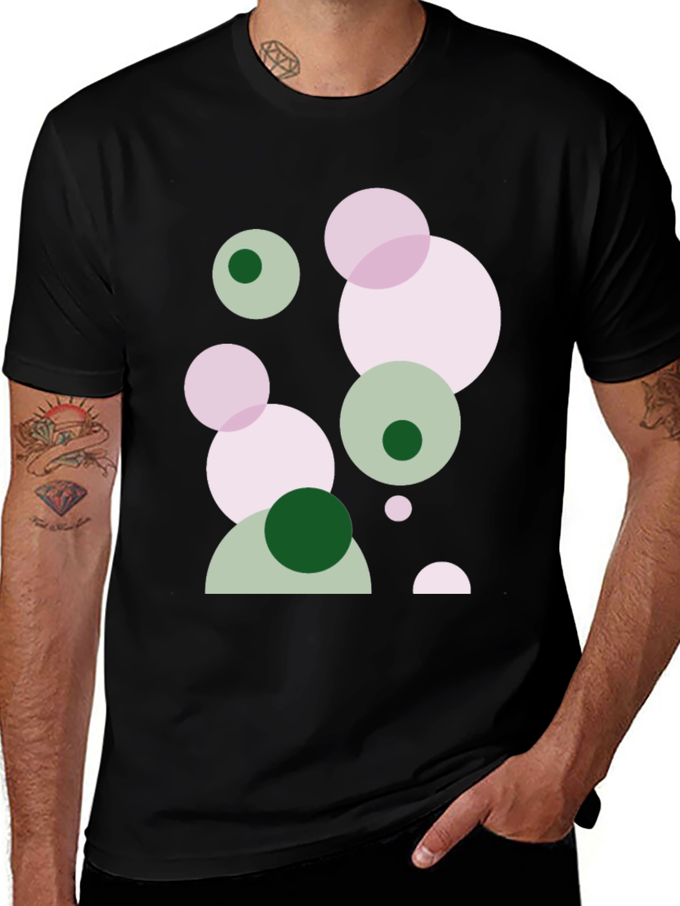 Variant 28 of Abstract Circle Print Black T-Shirt