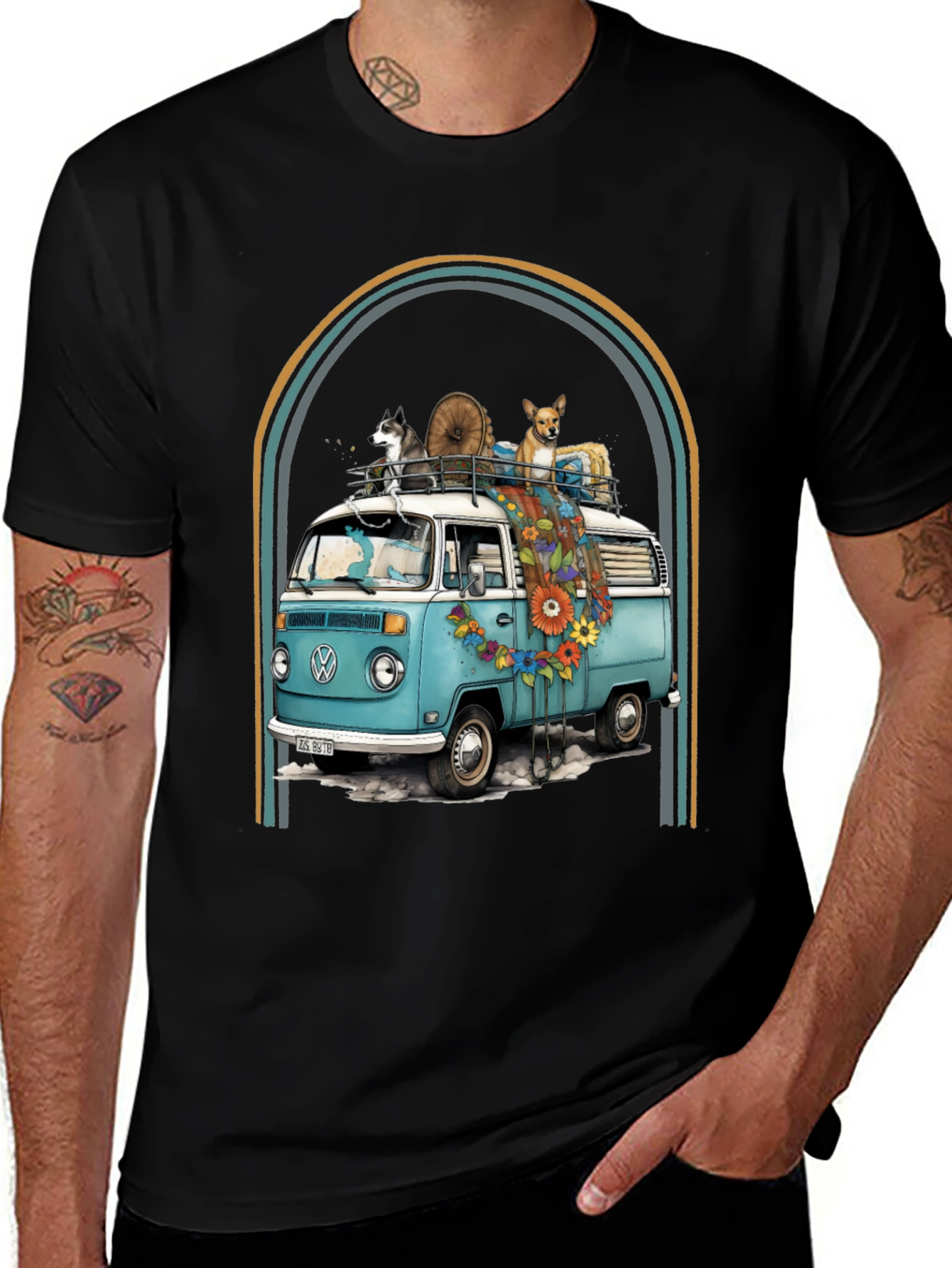 Vintage VW Bus Dog Lover T-Shirt