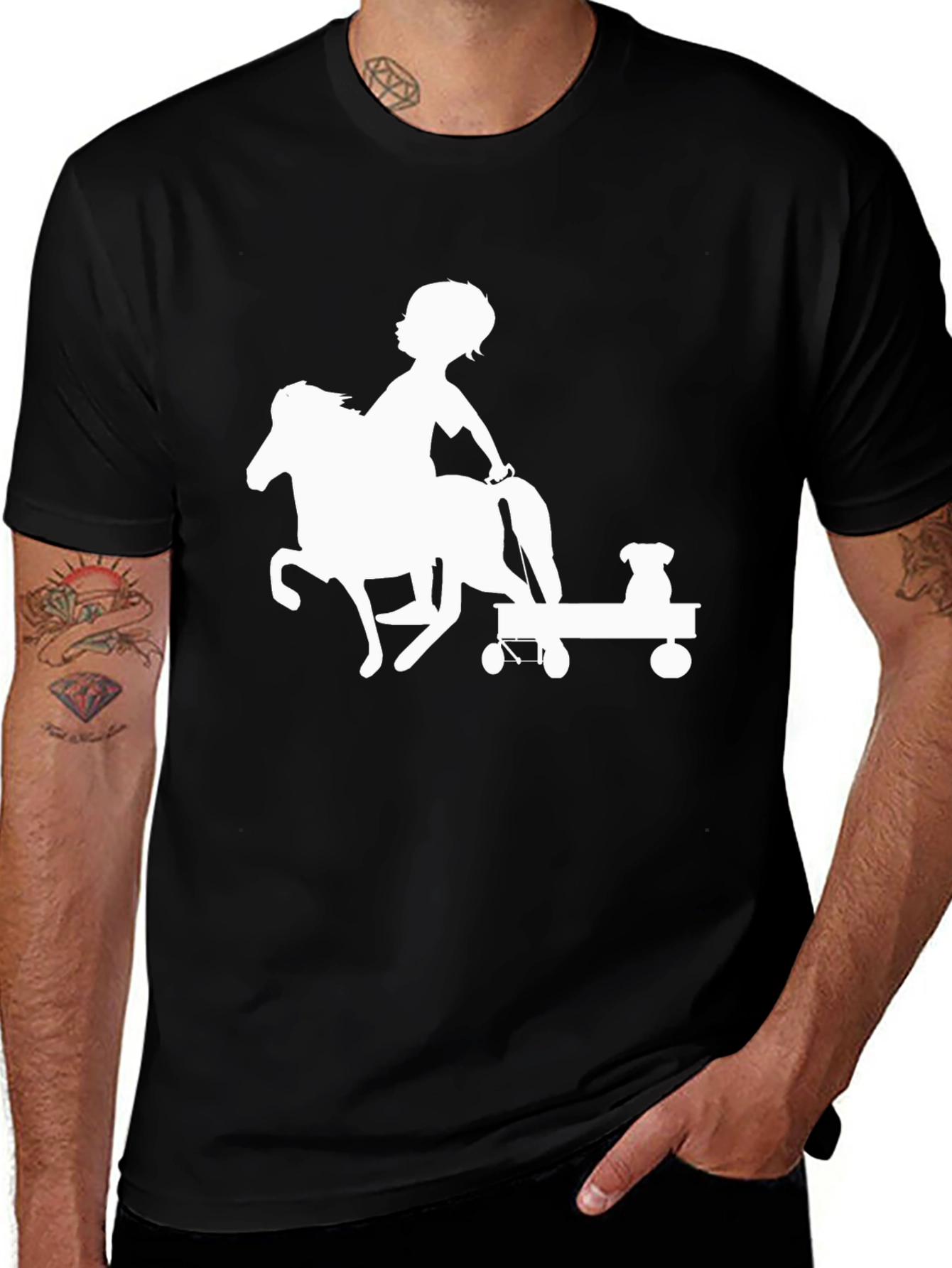 Fun Graphic Tee - Horse, Wagon, & Dog