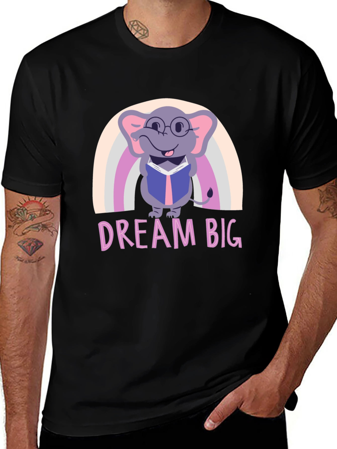 Variant 26 of Dream Big Elephant Rainbow Graphic Tee