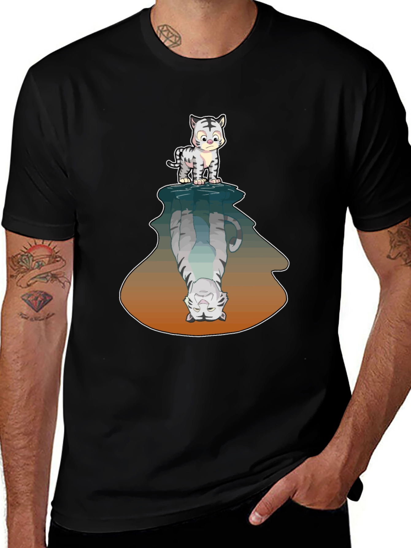 Variant 11 of Cute Tiger Reflection Graphic Tee