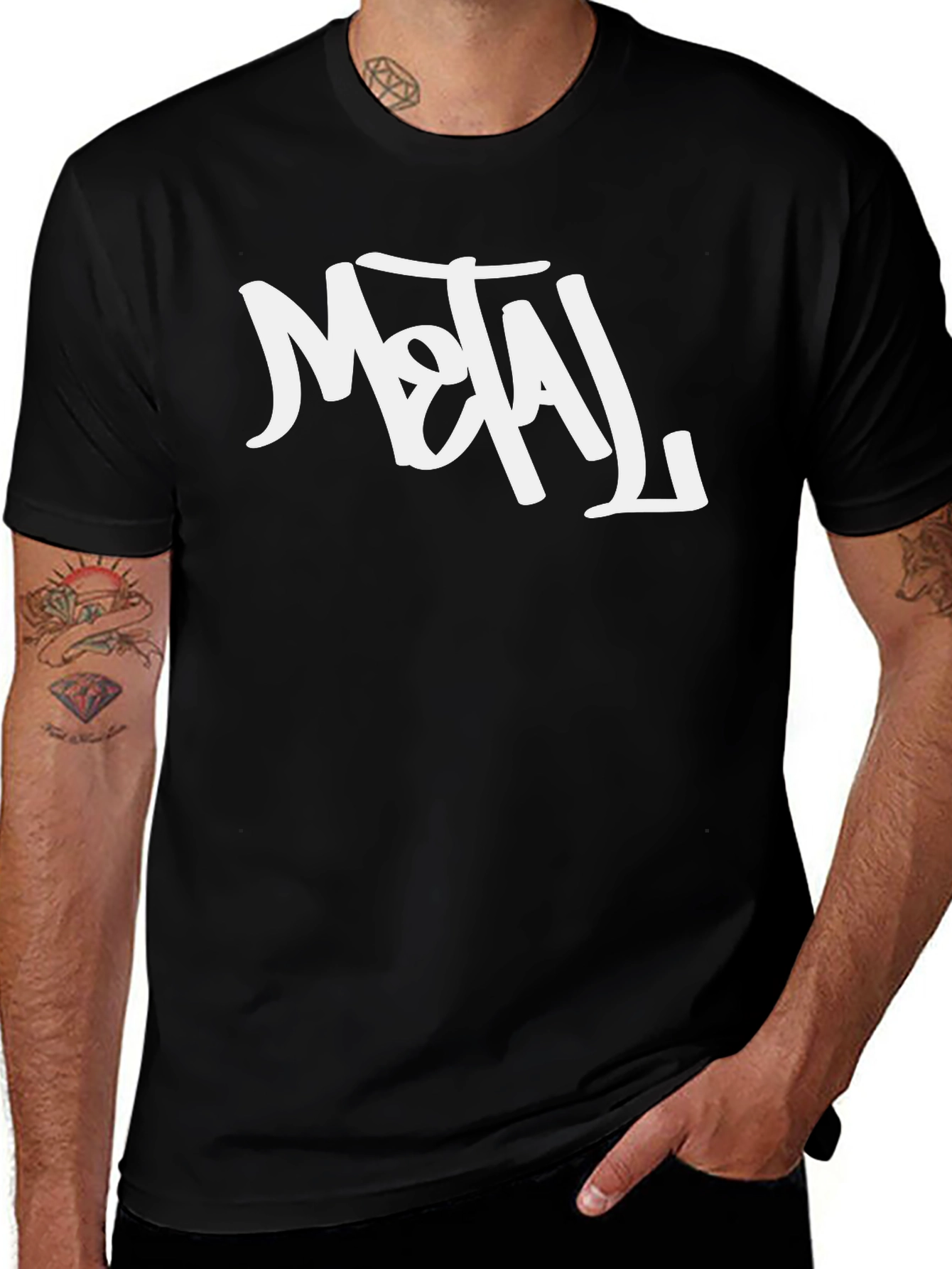 Variant 8 of Metal Graphic T-Shirt - Black Crew Neck Tee