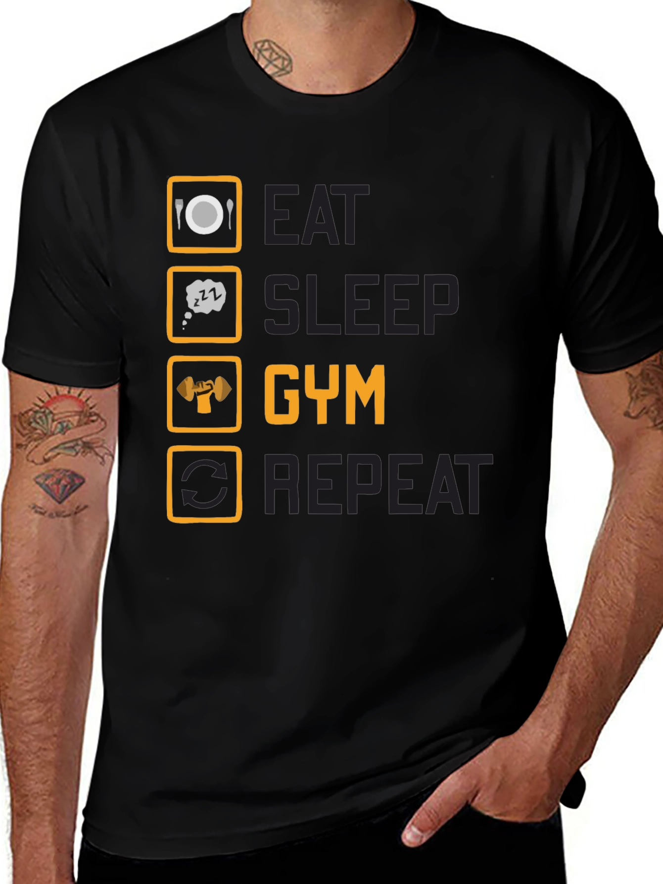 Variant 14 of Eat Sleep Gym Repeat Graphic Tee