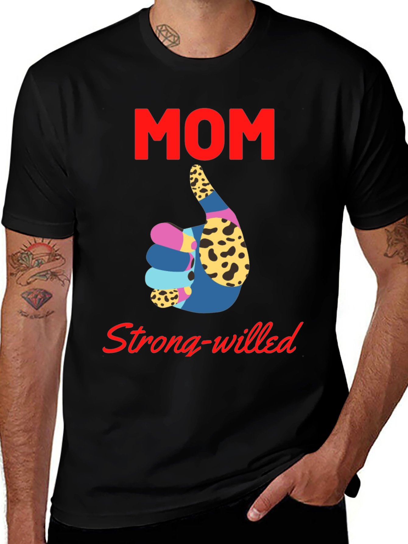 Variant 8 of Mom Strong-Willed Black T-Shirt