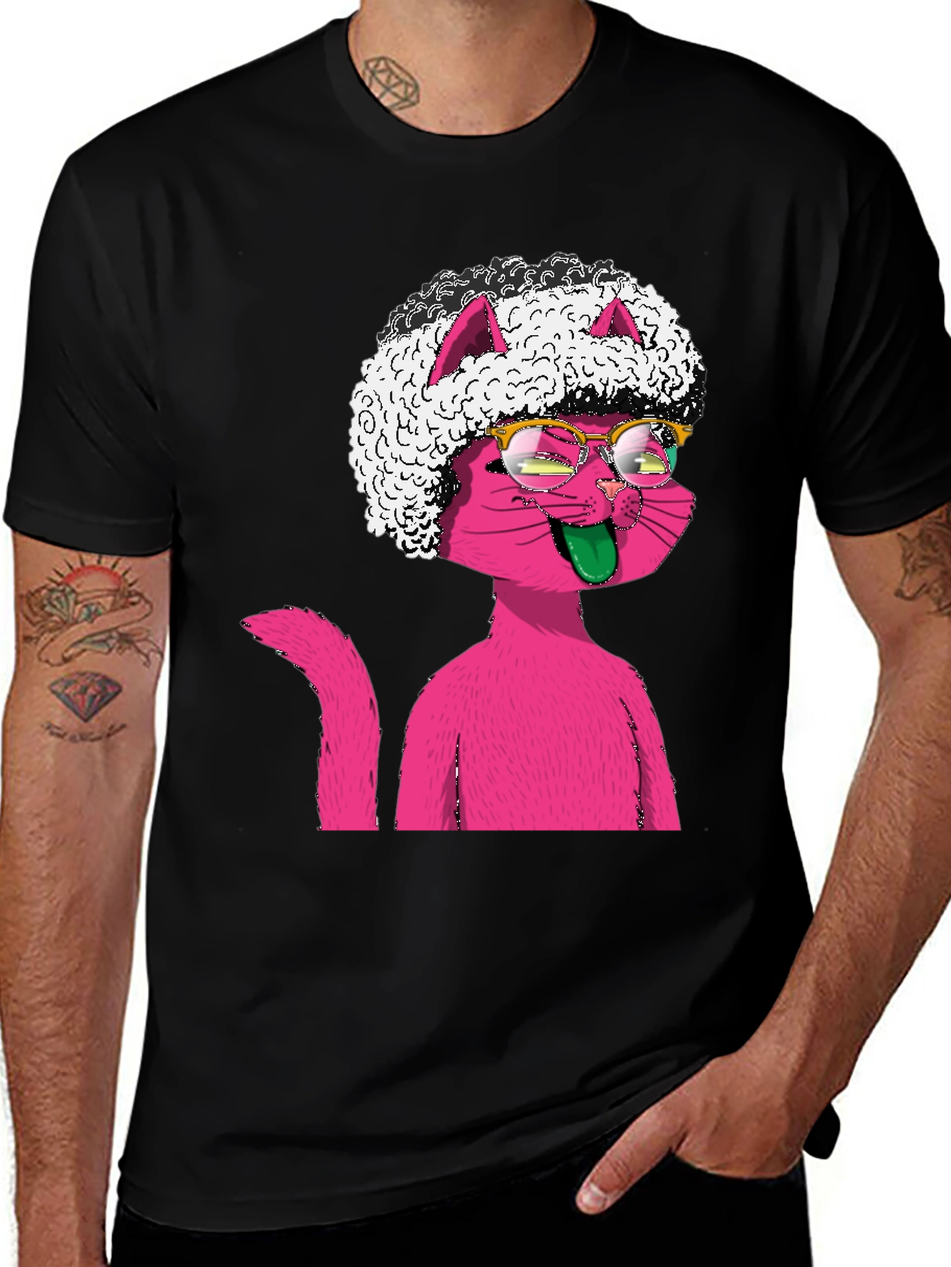 Variant 7 of Whimsical Pink Cat T-Shirt