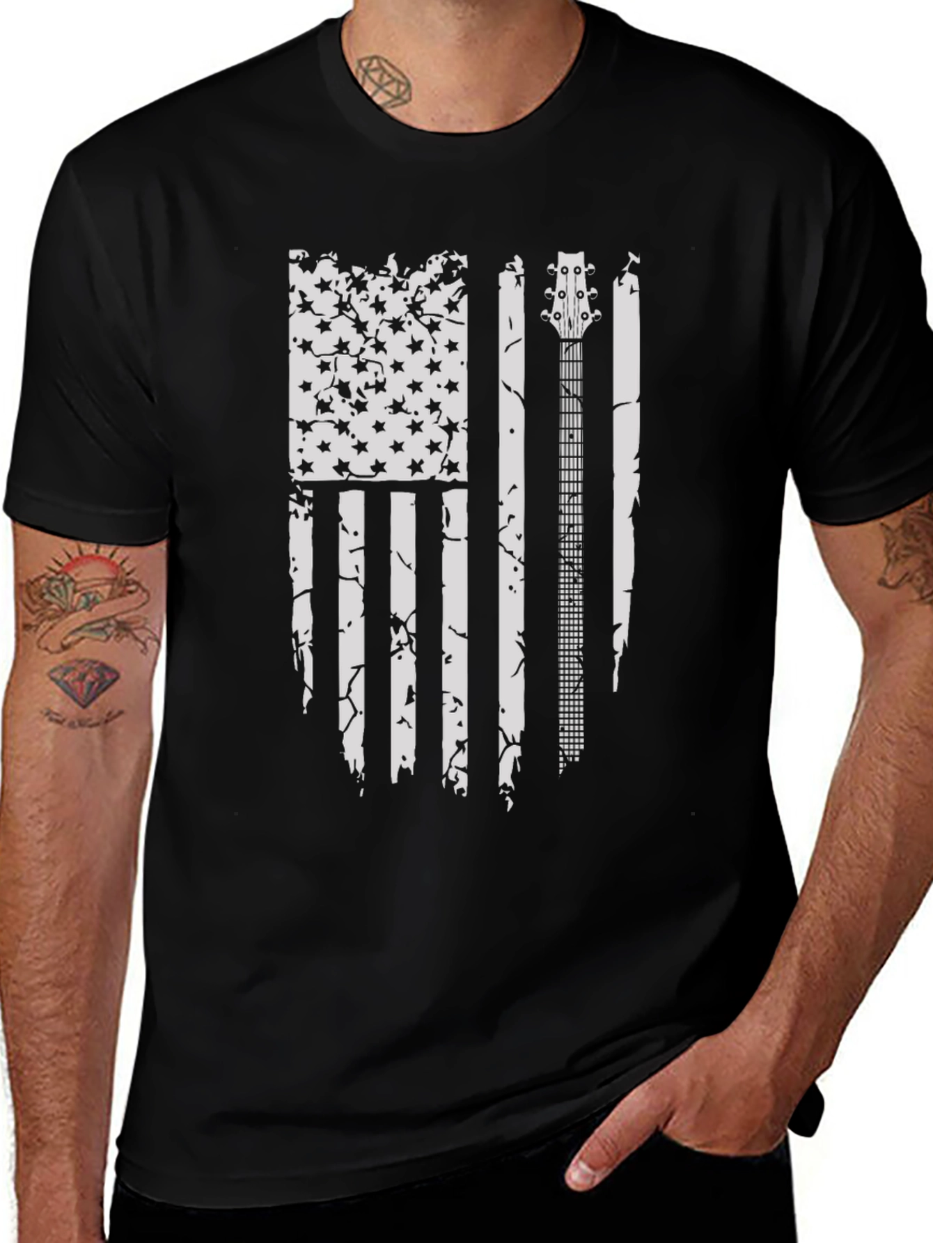 Variant 5 of Distressed American Flag Guitar T-Shirt