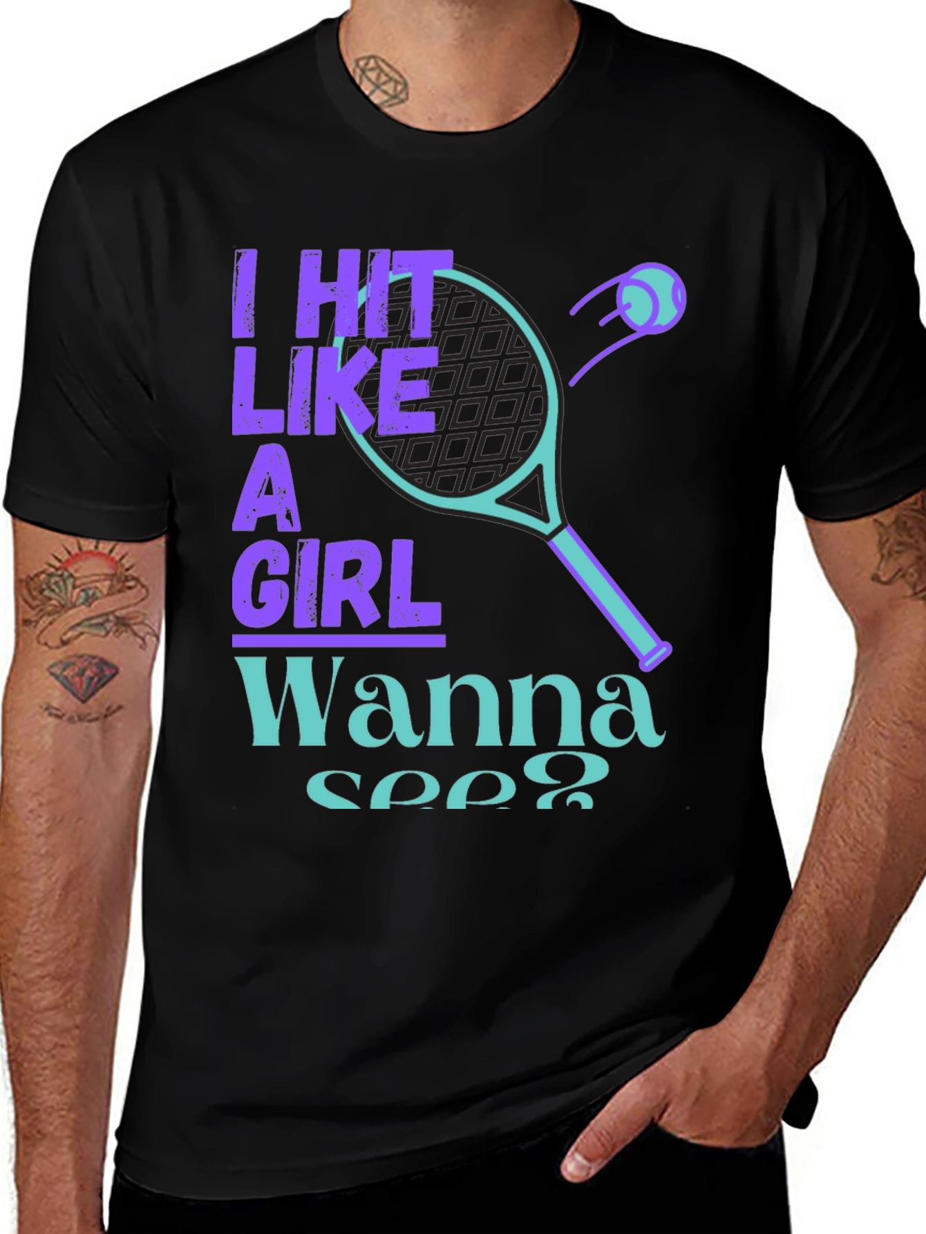 Variant 5 of I Hit Like a Girl Tennis T-Shirt