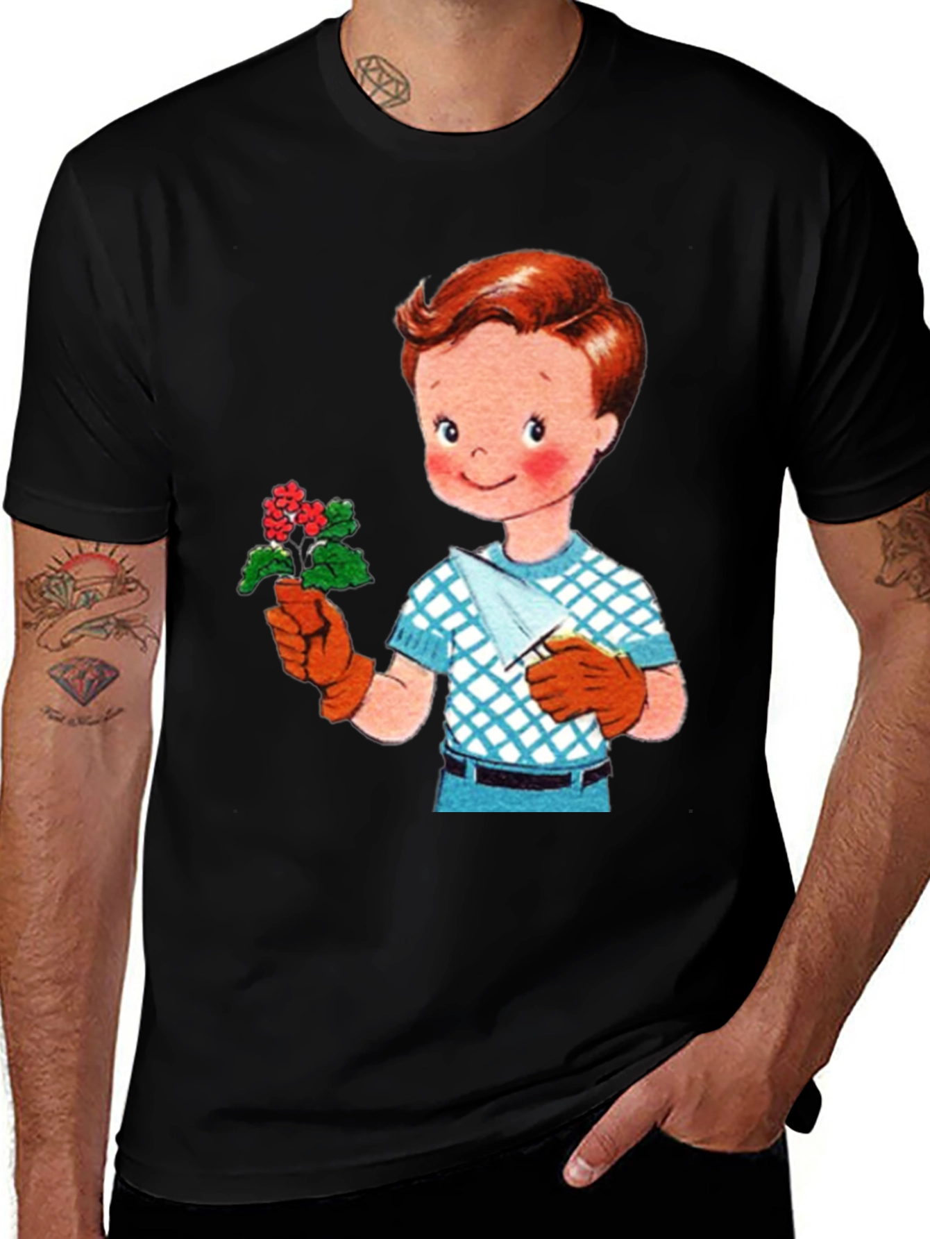 Variant 27 of Vintage Boy Gardener Graphic T-Shirt