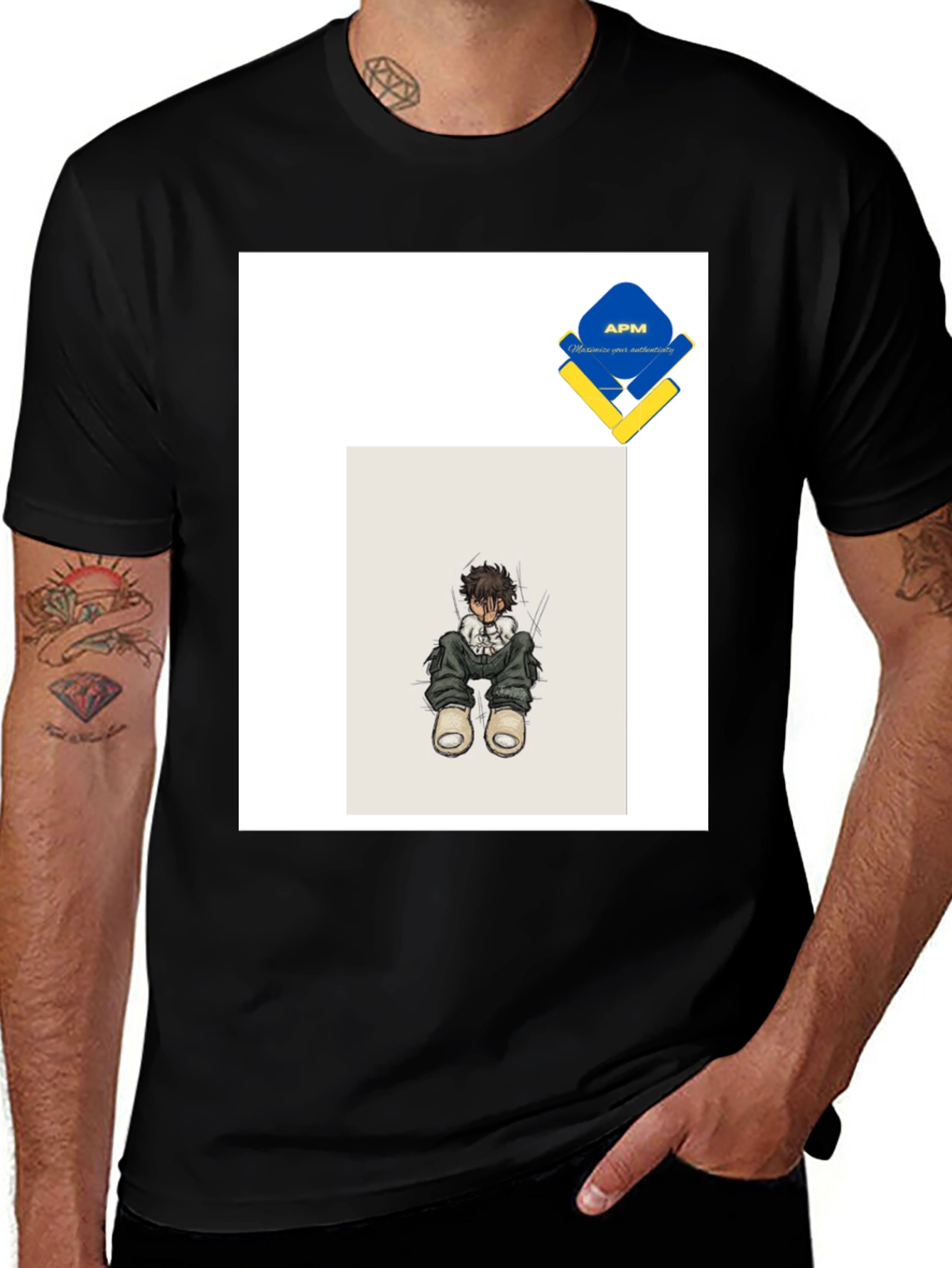 Variant 15 of Anime Style Graphic Print Black T-Shirt