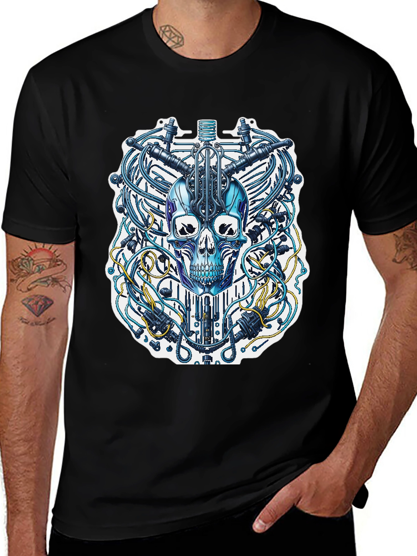 Variant 27 of Cyberpunk Skull T-Shirt - Unique Design