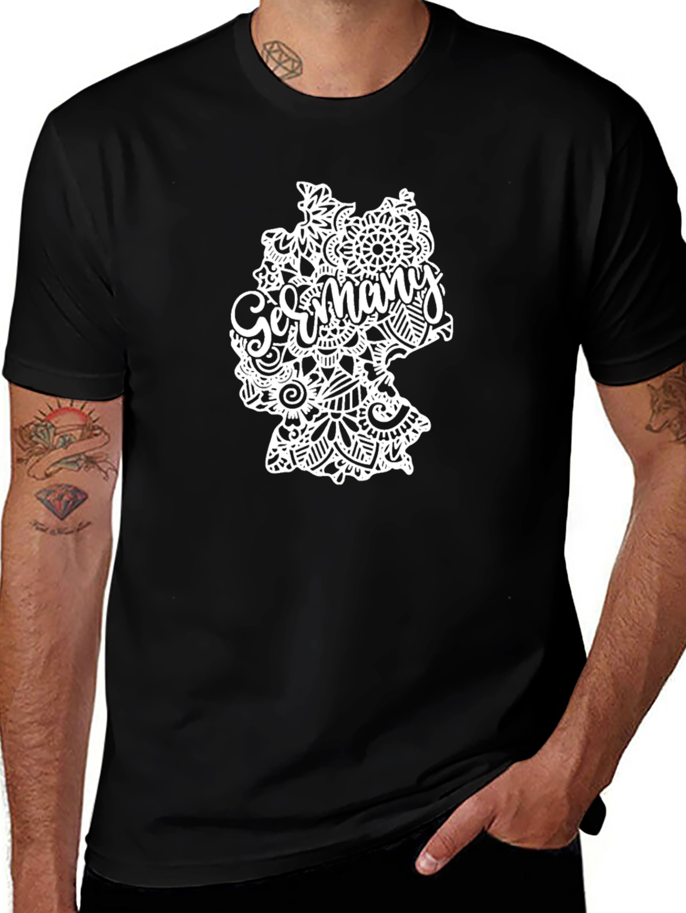 Variant 8 of Germany Map Mandala T-Shirt - Black