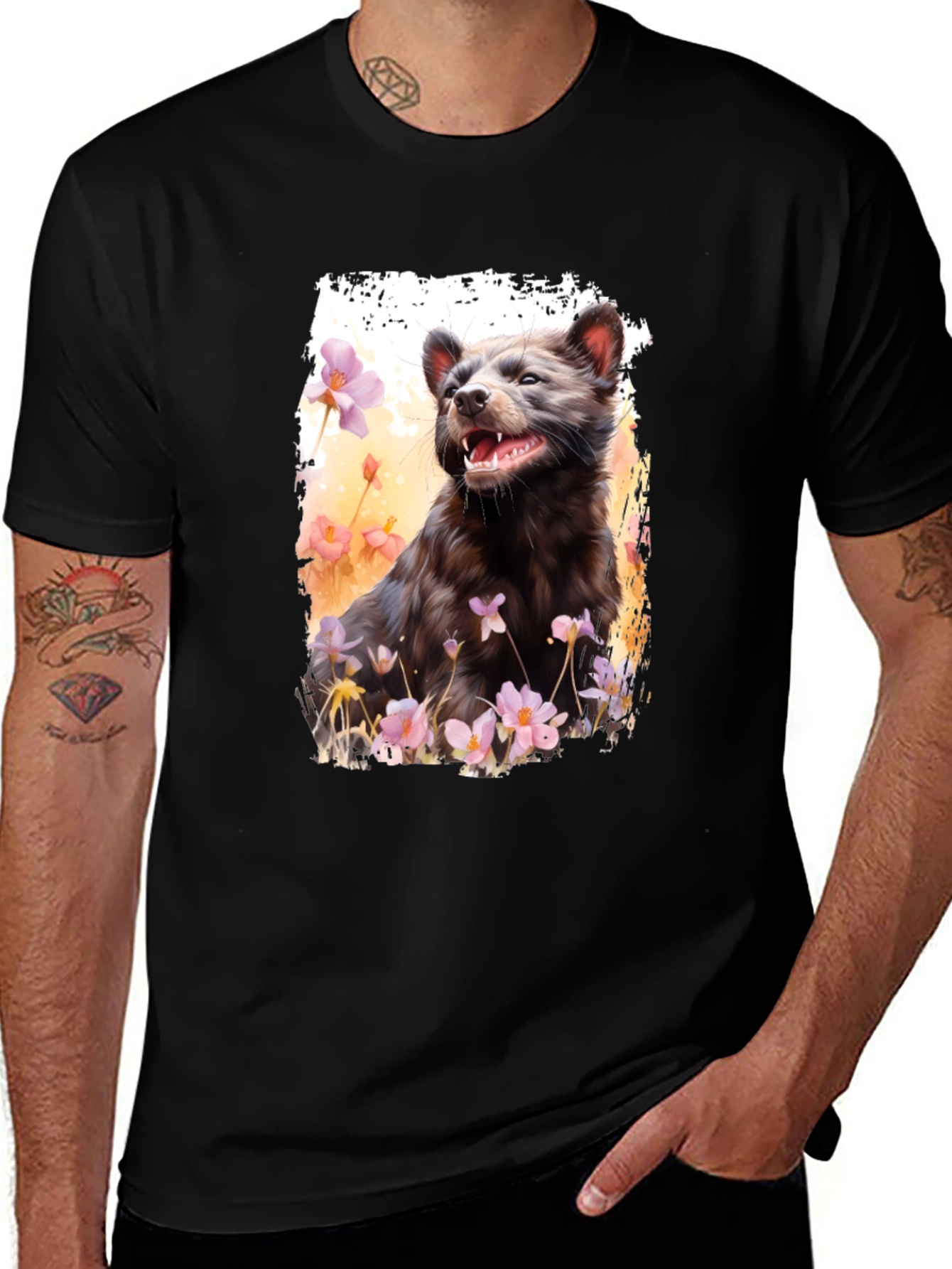 Variant 2 of Tasmanian Devil Floral Print T-Shirt