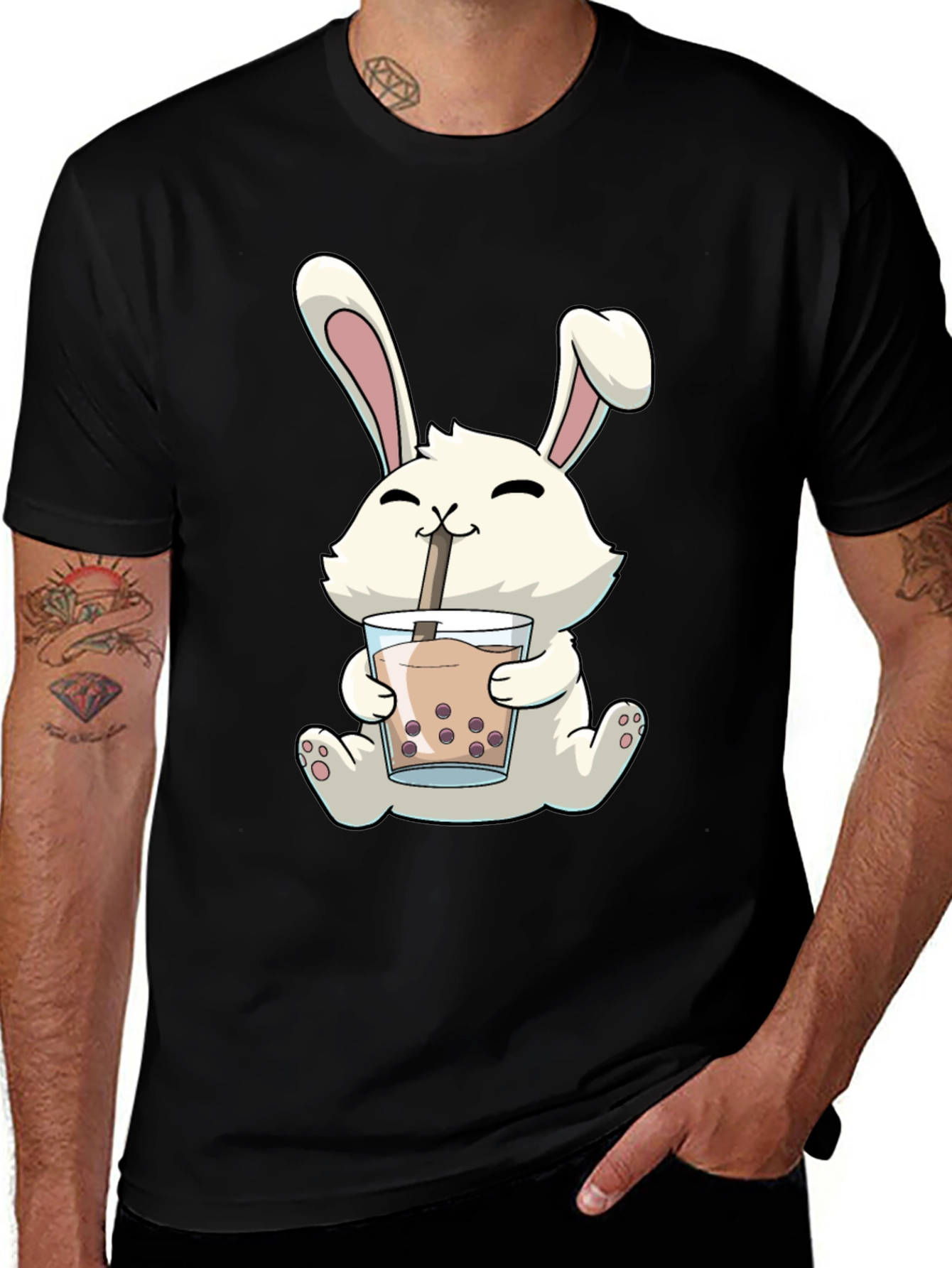 Variant 24 of Cute Bunny Boba Tea Graphic T-Shirt
