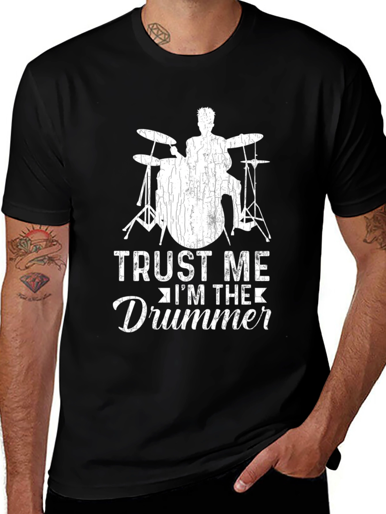 Variant 14 of Trust Me I'm The Drummer Black T-Shirt