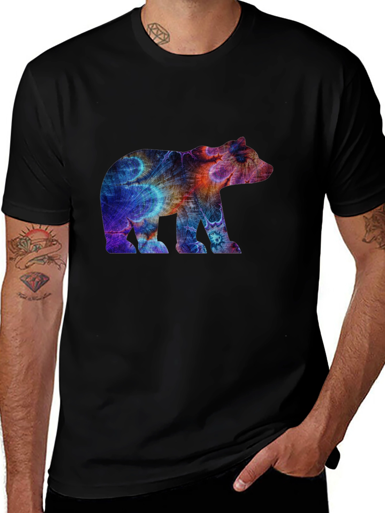 Variant 12 of Abstract Bear Graphic Tee - Black