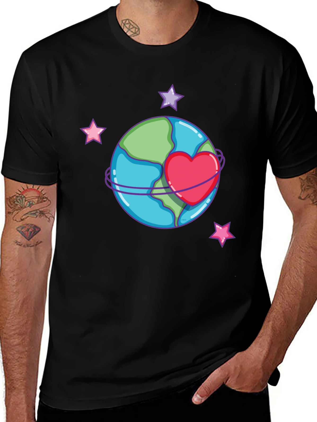Love the Earth T-Shirt - Heart Planet Graphic Tee