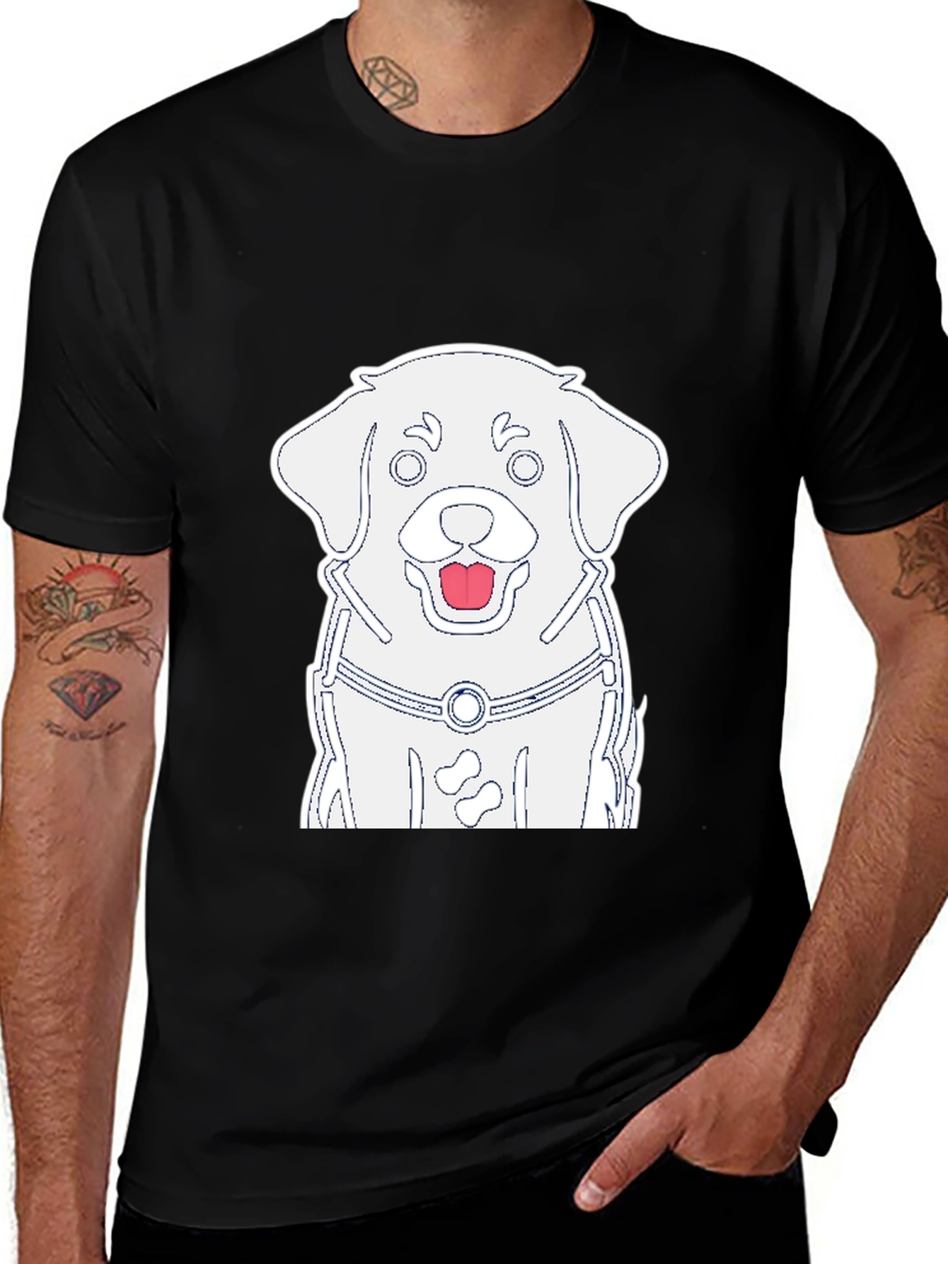 Variant 10 of Dog Graphic Black T-Shirt