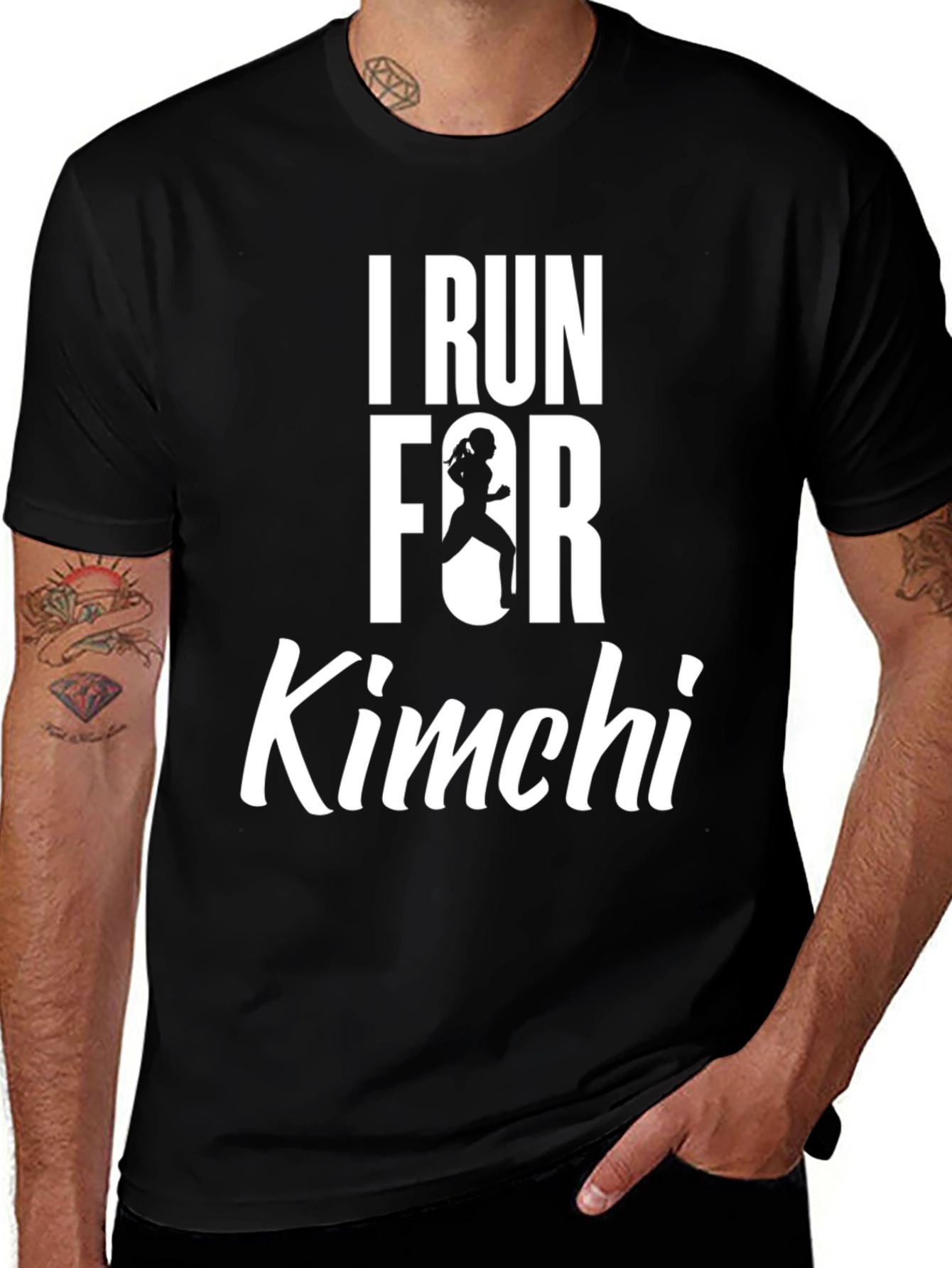 Variant 20 of I Run For Kimchi T-Shirt - Black Cotton Tee