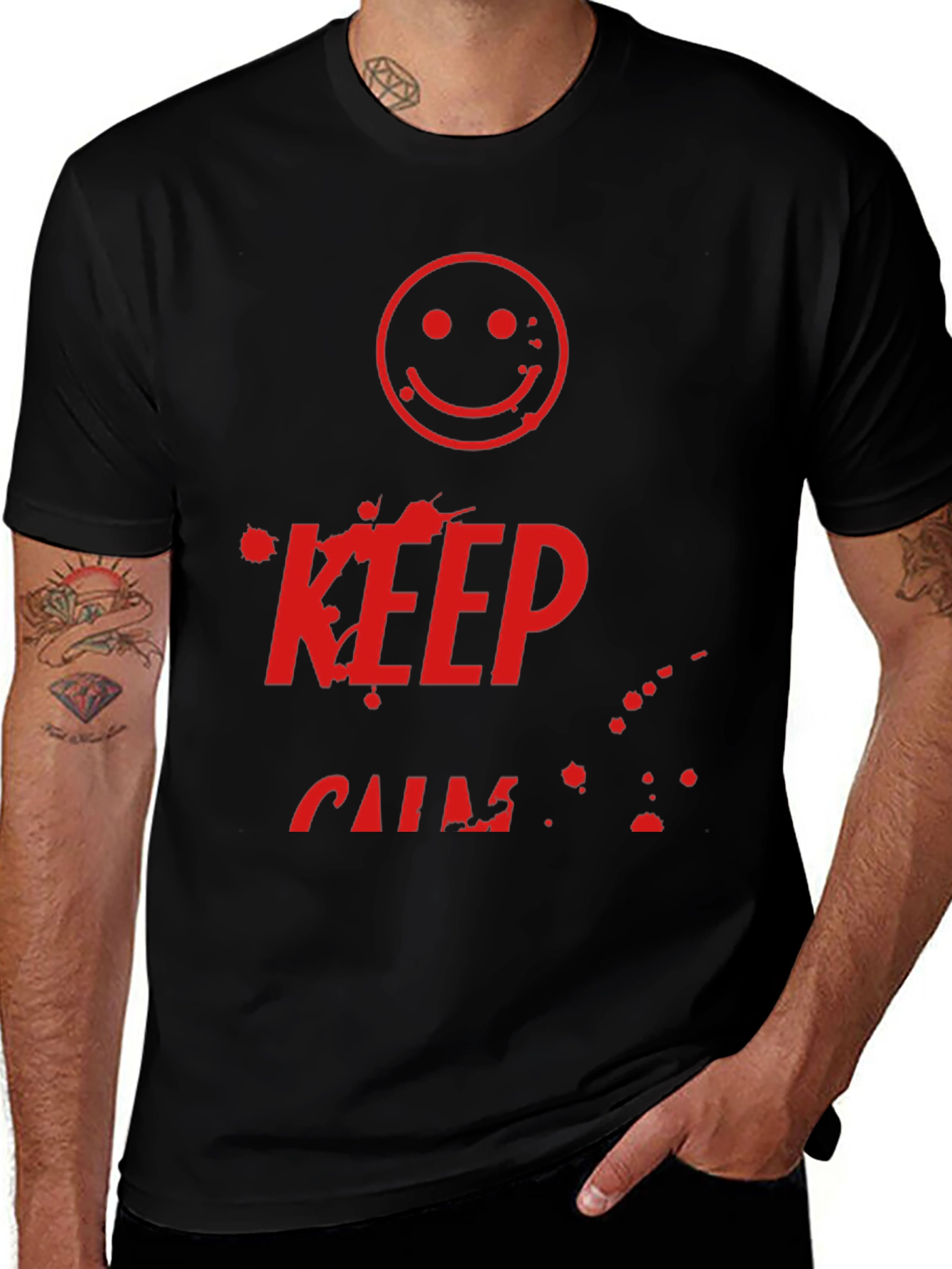 Variant 26 of Keep Calm Graphic T-Shirt - Men's Black Crew Neck Tee