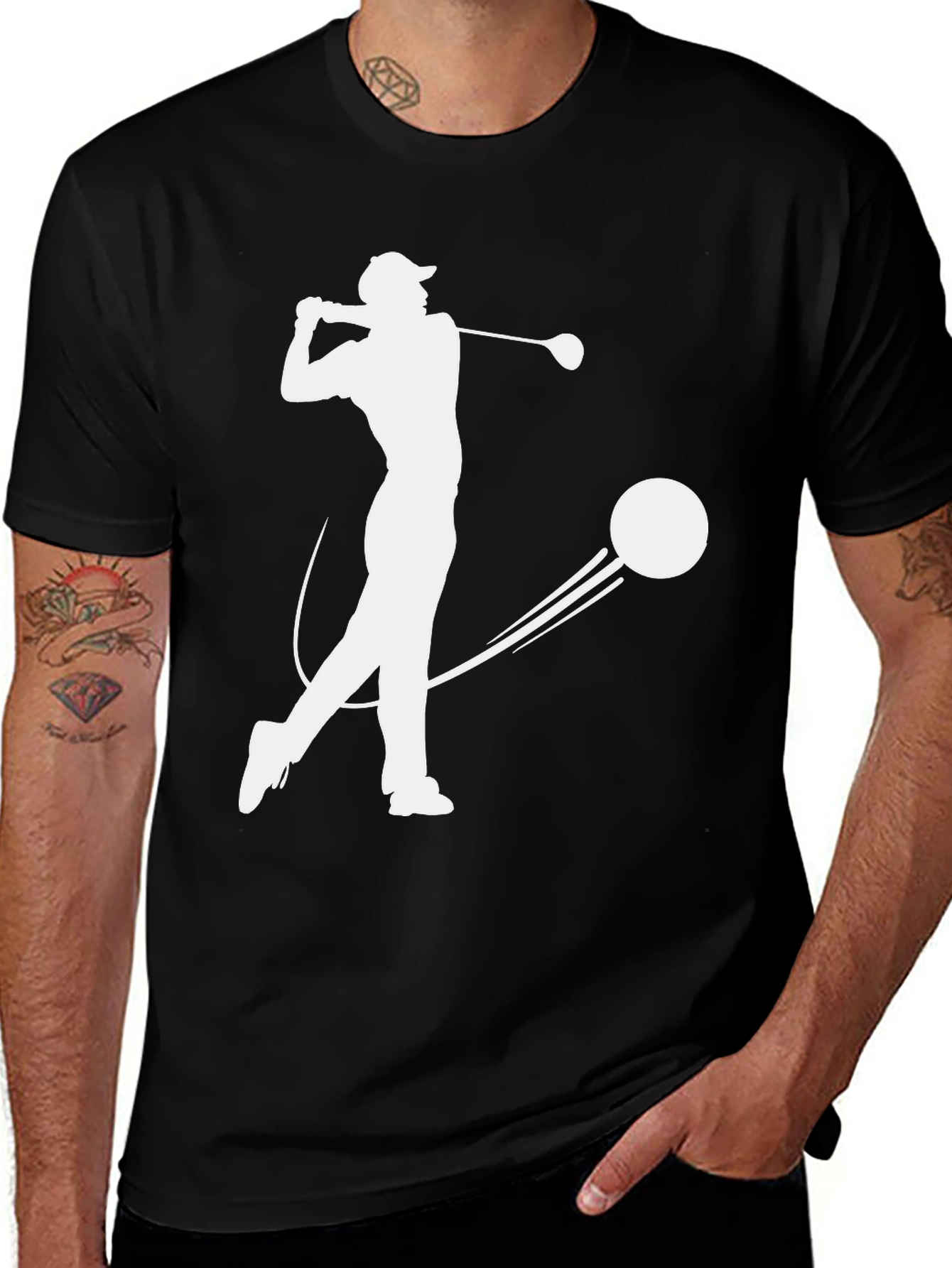 Variant 2 of Golfer Silhouette T-Shirt - Black
