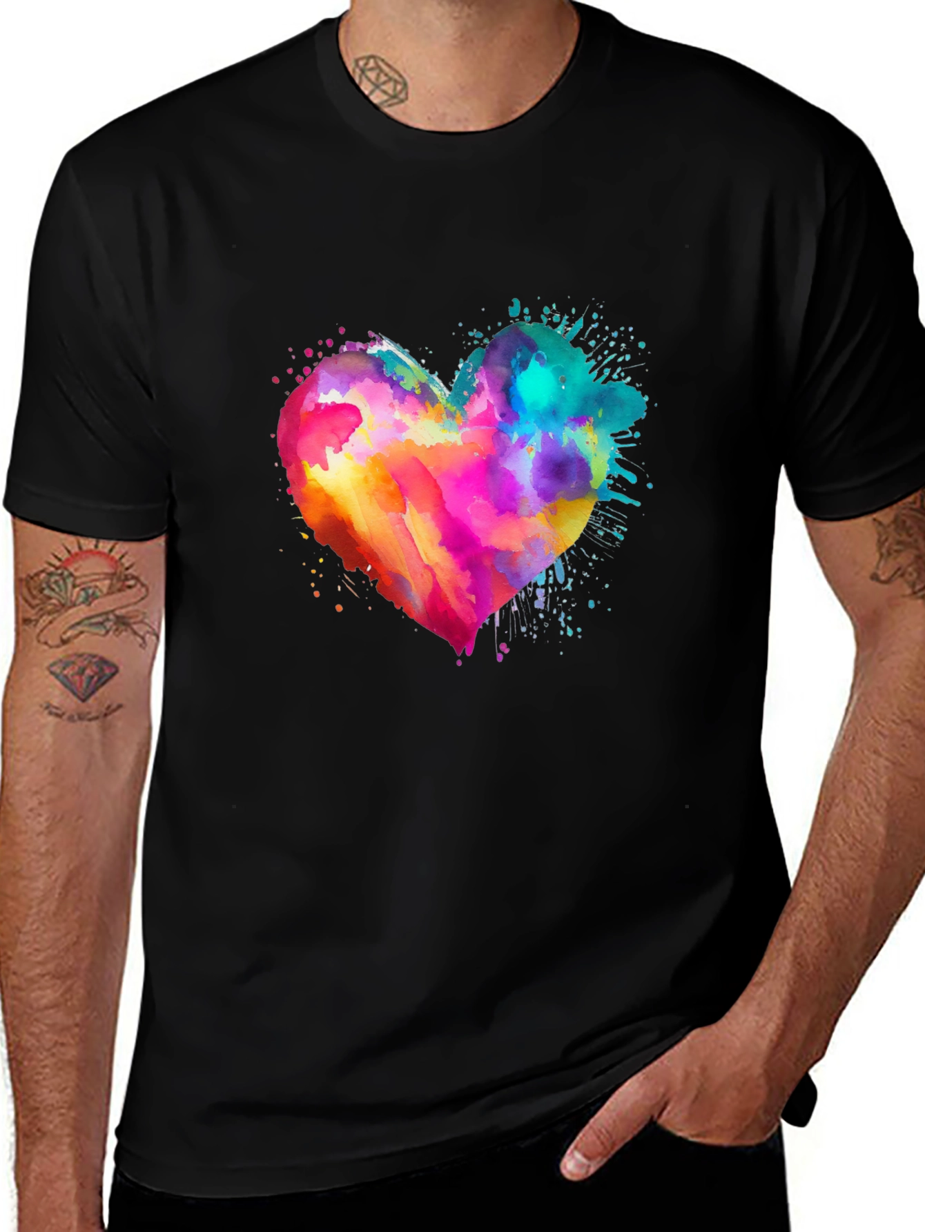 Variant 30 of Watercolor Heart Graphic Tee - Soft Cotton Blend