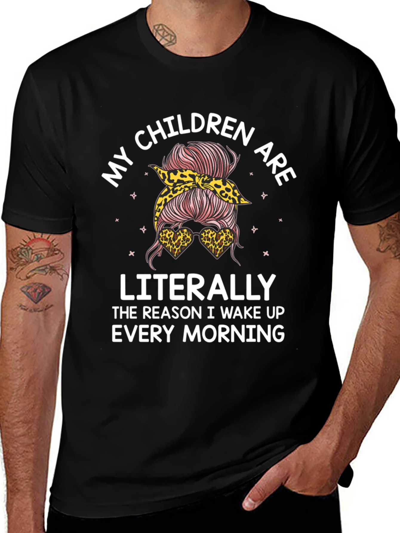 Mom Life Messy Bun T-Shirt - Children Reason to Wake
