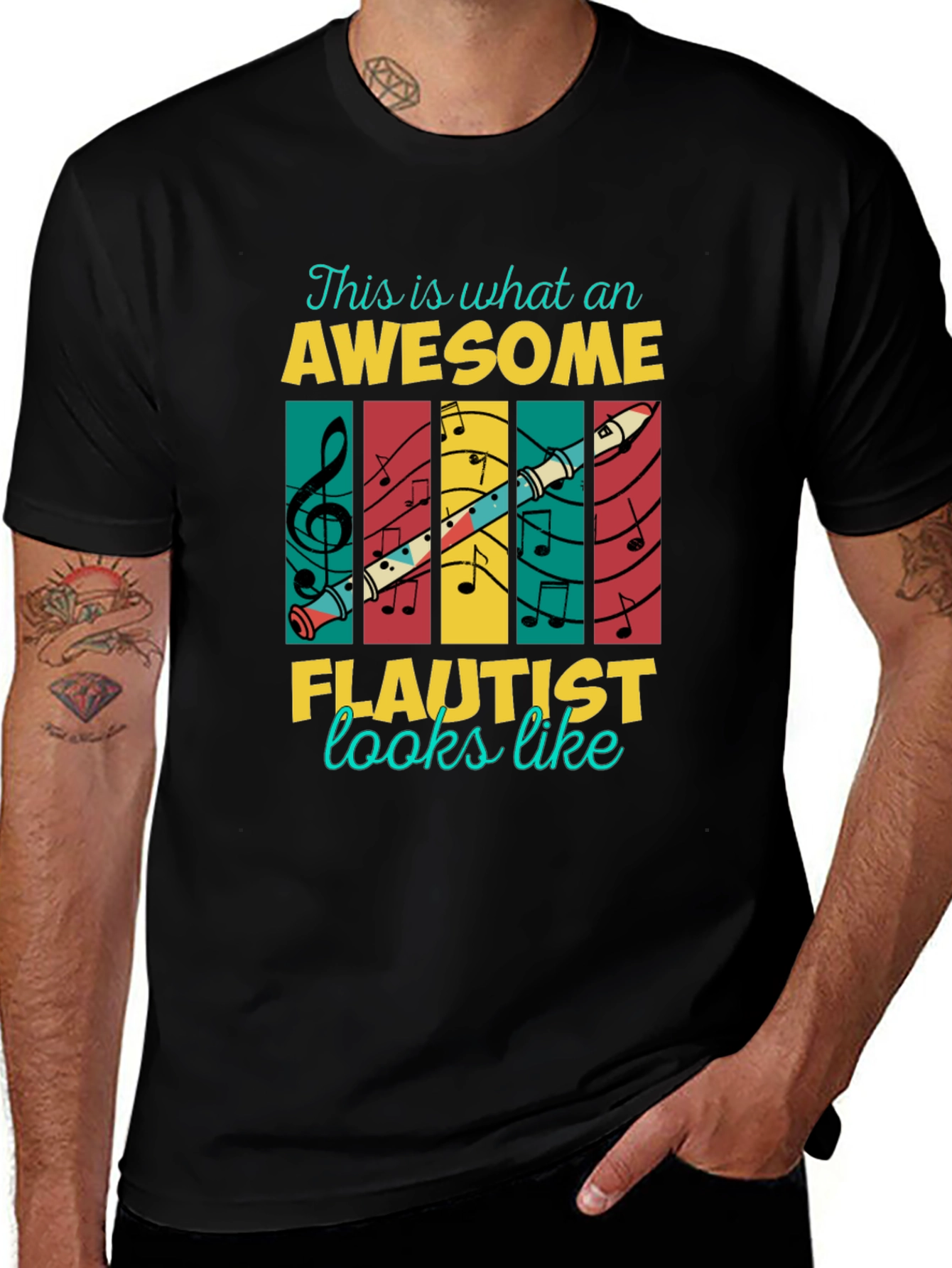 Variant 10 of Awesome Flautist Graphic Tee - Musician T-Shirt