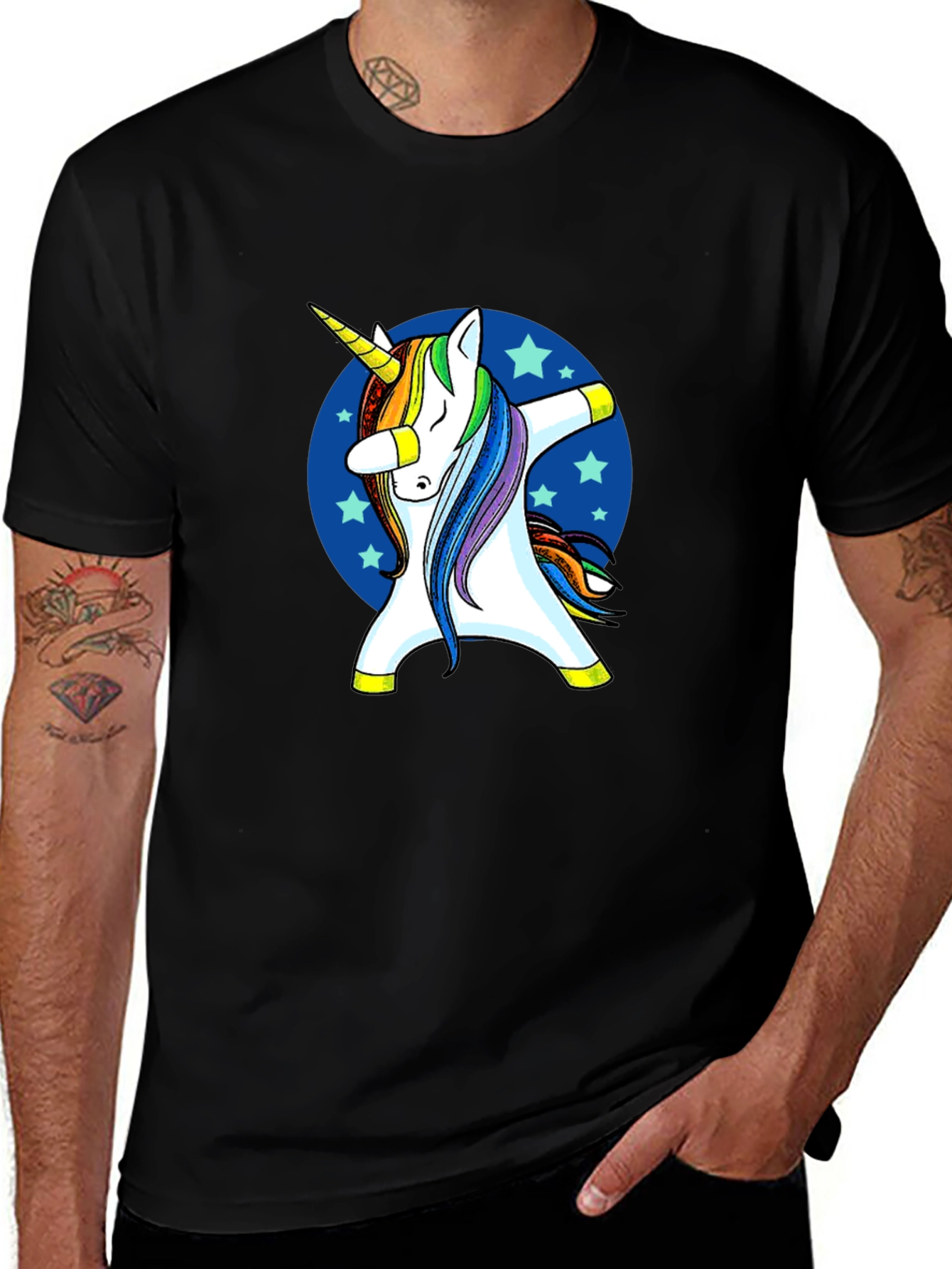 Variant 19 of Dabbing Unicorn Black Graphic Tee