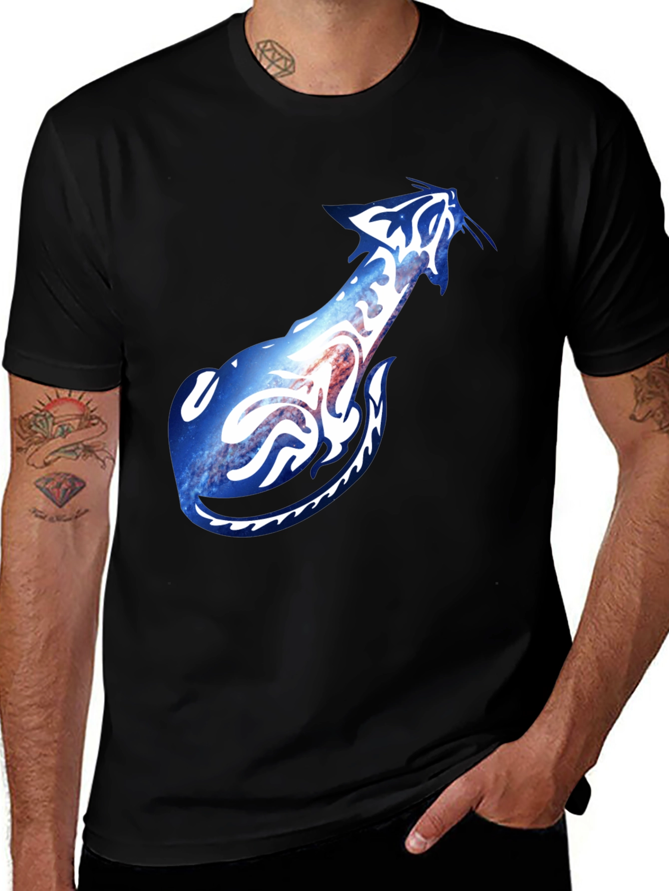 Variant 11 of Galaxy Wolf Graphic Tee - Men's Black T-Shirt