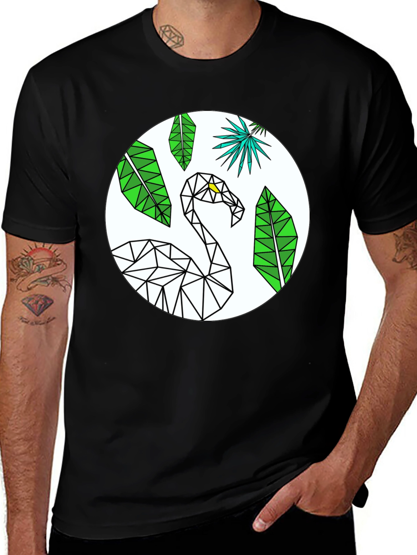 Variant 19 of Geometric Flamingo Graphic Tee - Modern Tropical Style