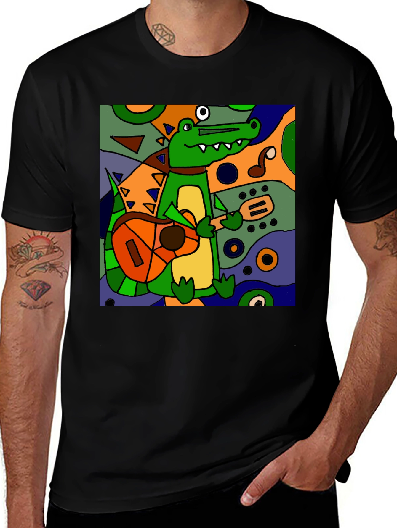 Variant 12 of Funky Alligator Guitarist Graphic T-Shirt