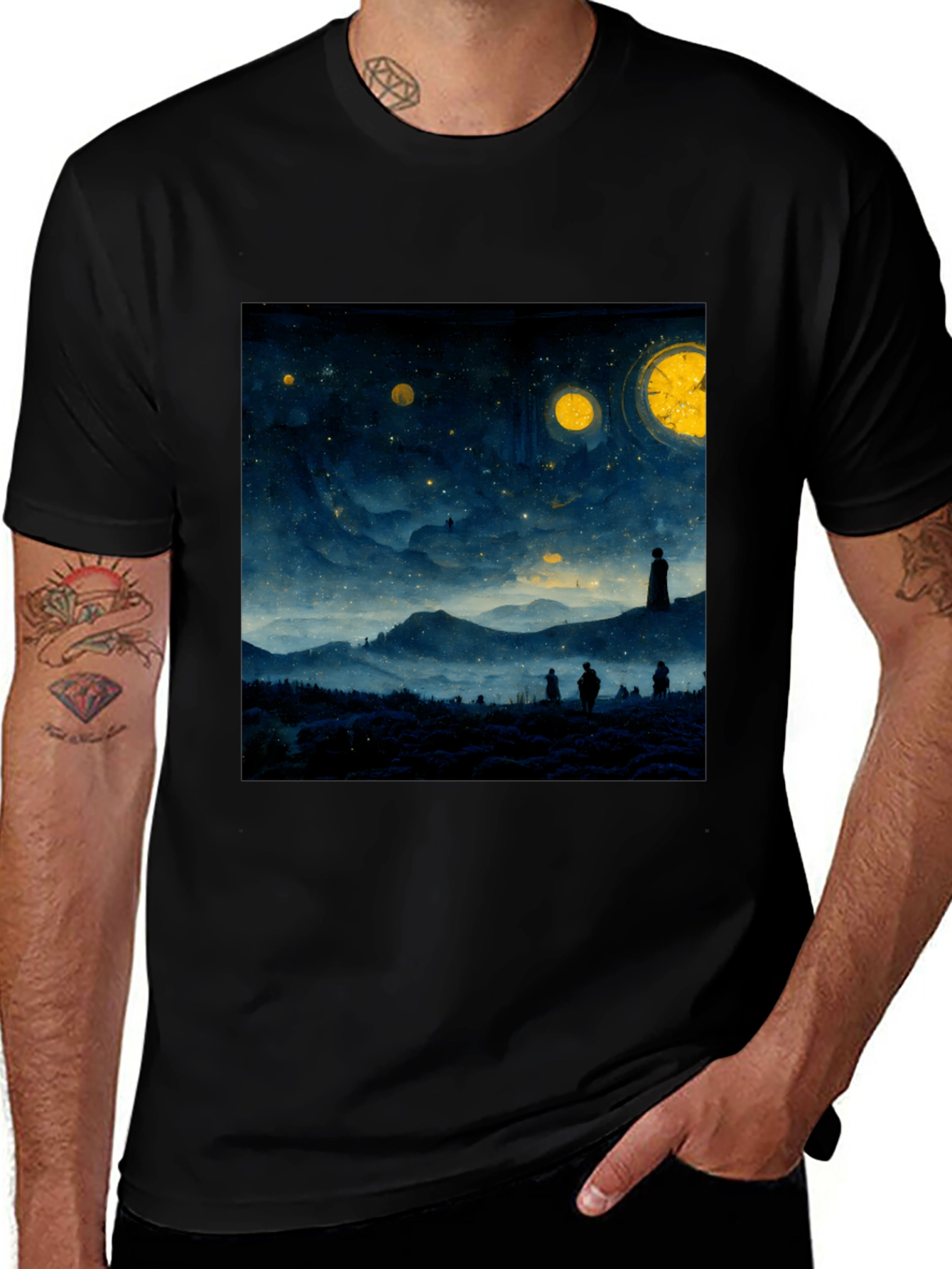 Variant 28 of Starry Night Landscape Graphic Tee