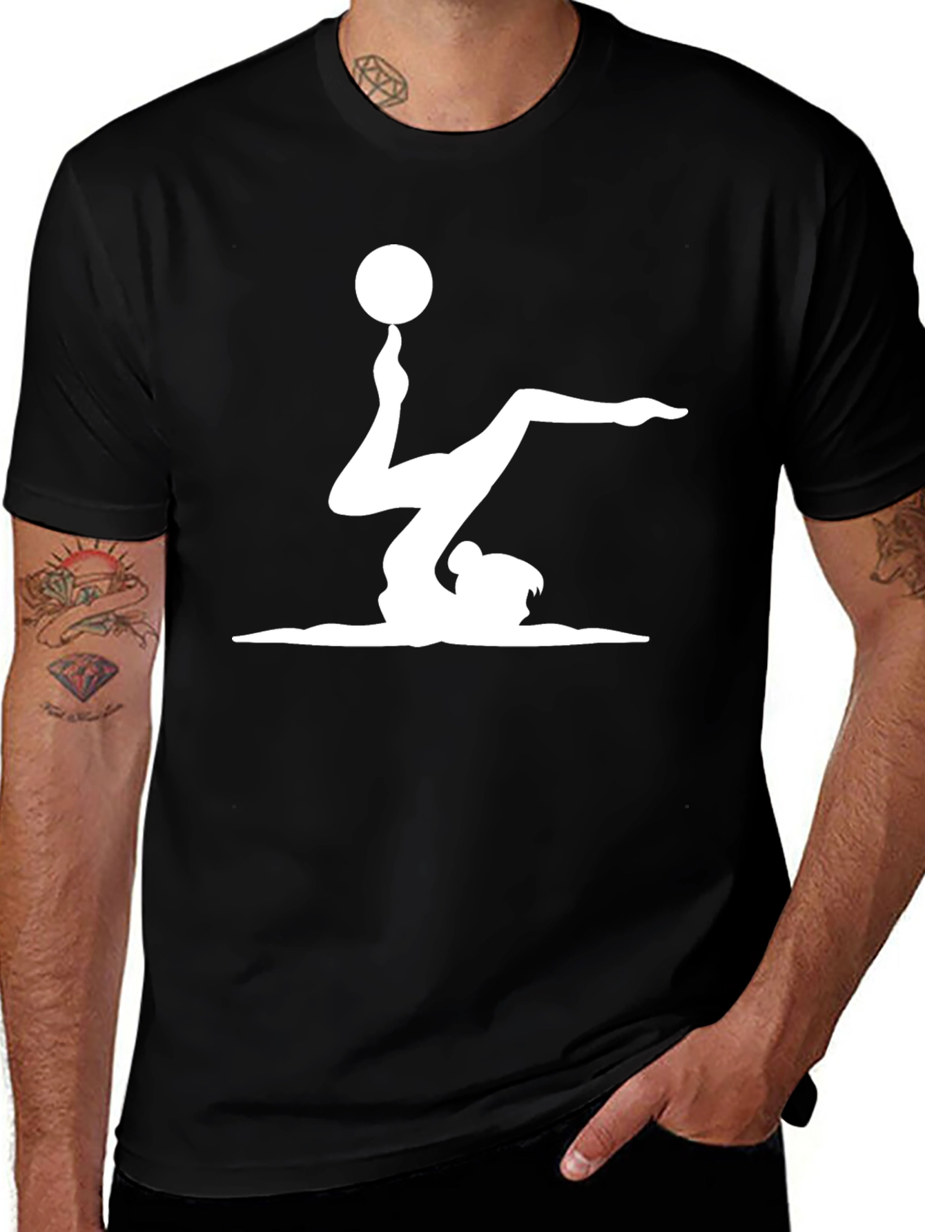 Variant 26 of Gymnast Ball Balance Black T-Shirt