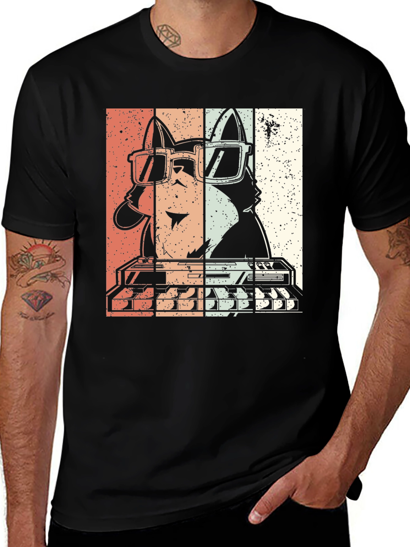 Variant 23 of Cool Cat Keyboardist Graphic Tee