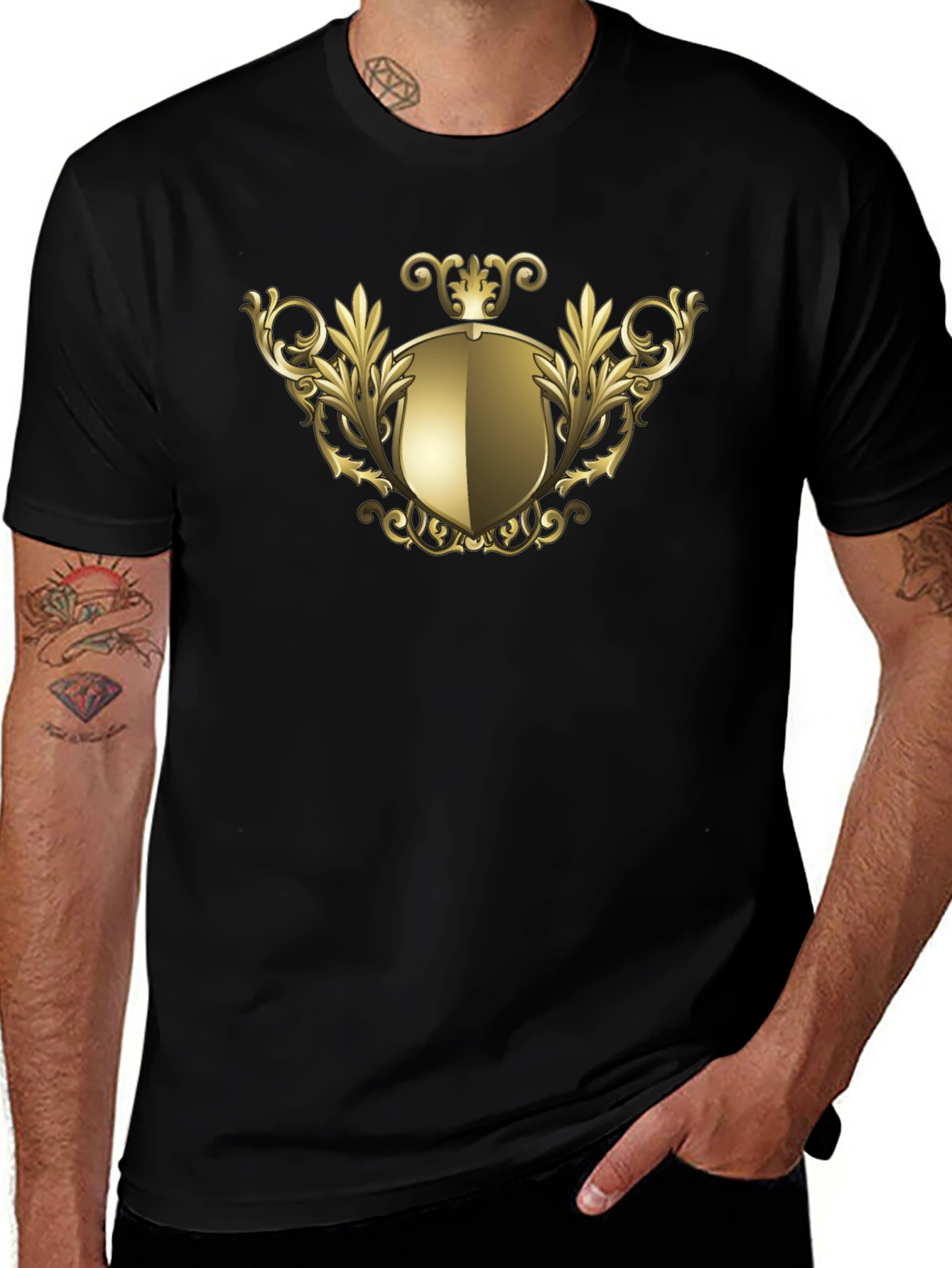Variant 21 of Gold Shield Emblem Black T-Shirt