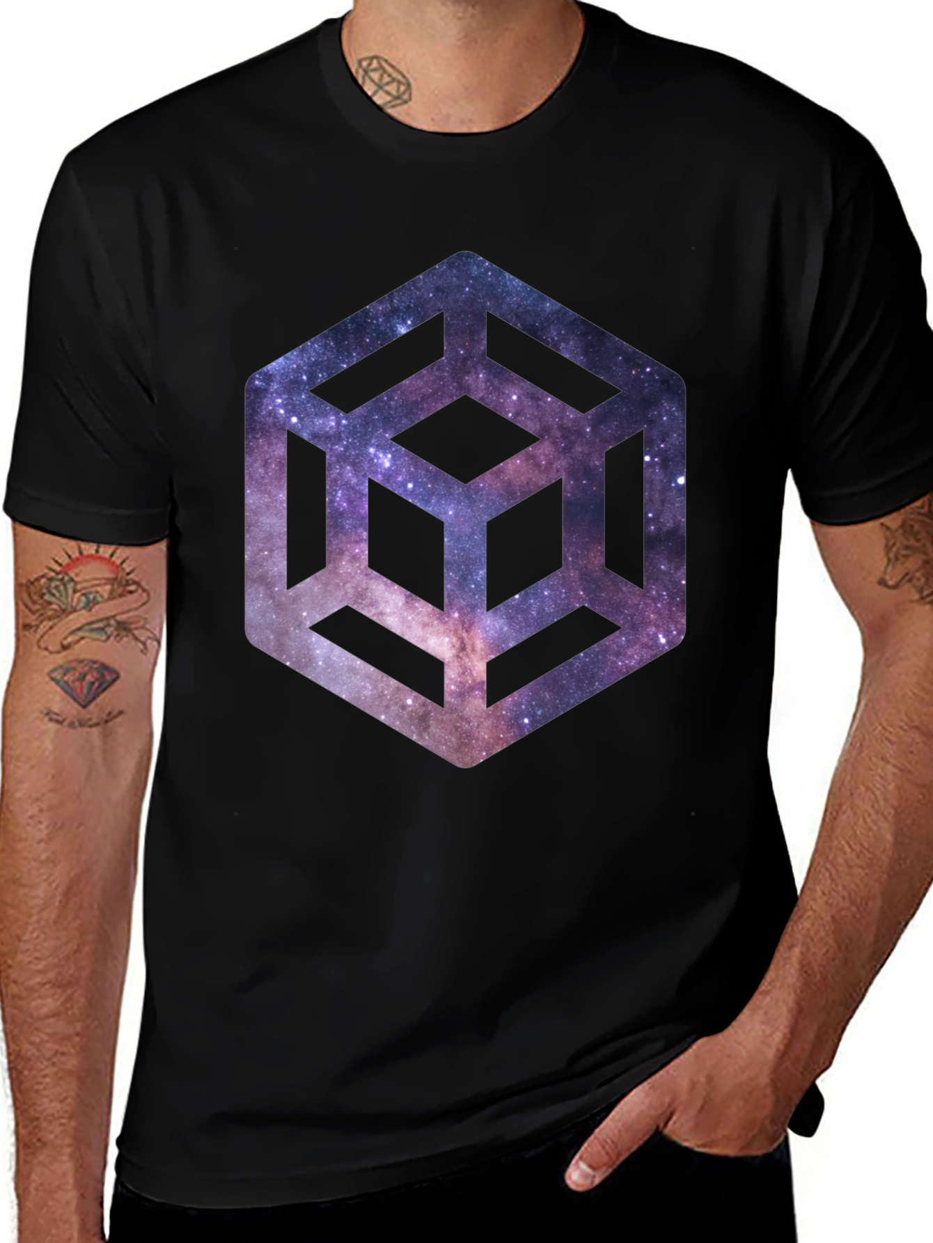 Variant 3 of Galaxy Cube Black T-Shirt