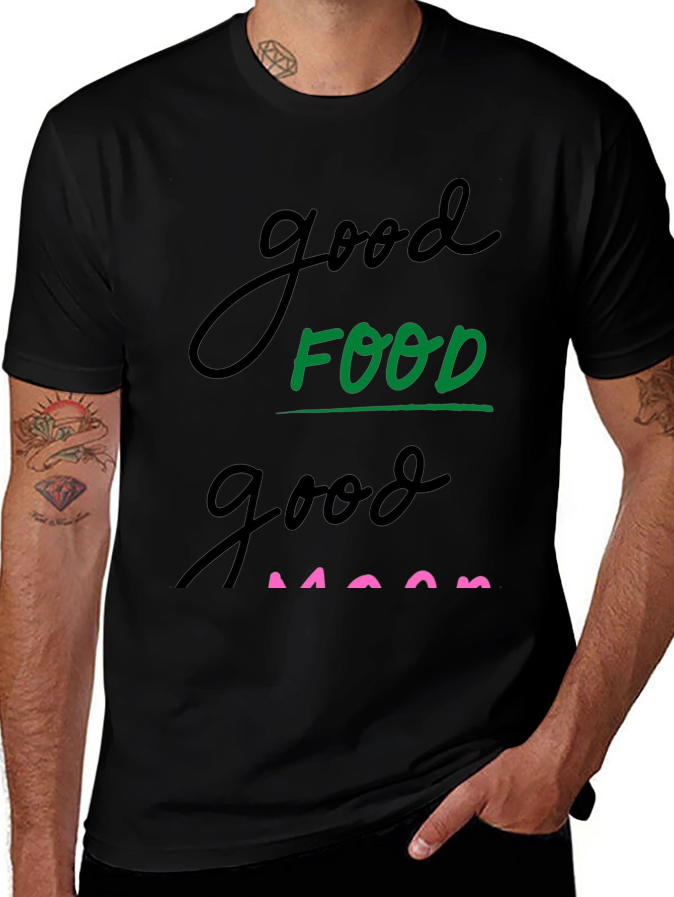 Variant 9 of Good Food Good Mood Black T-Shirt