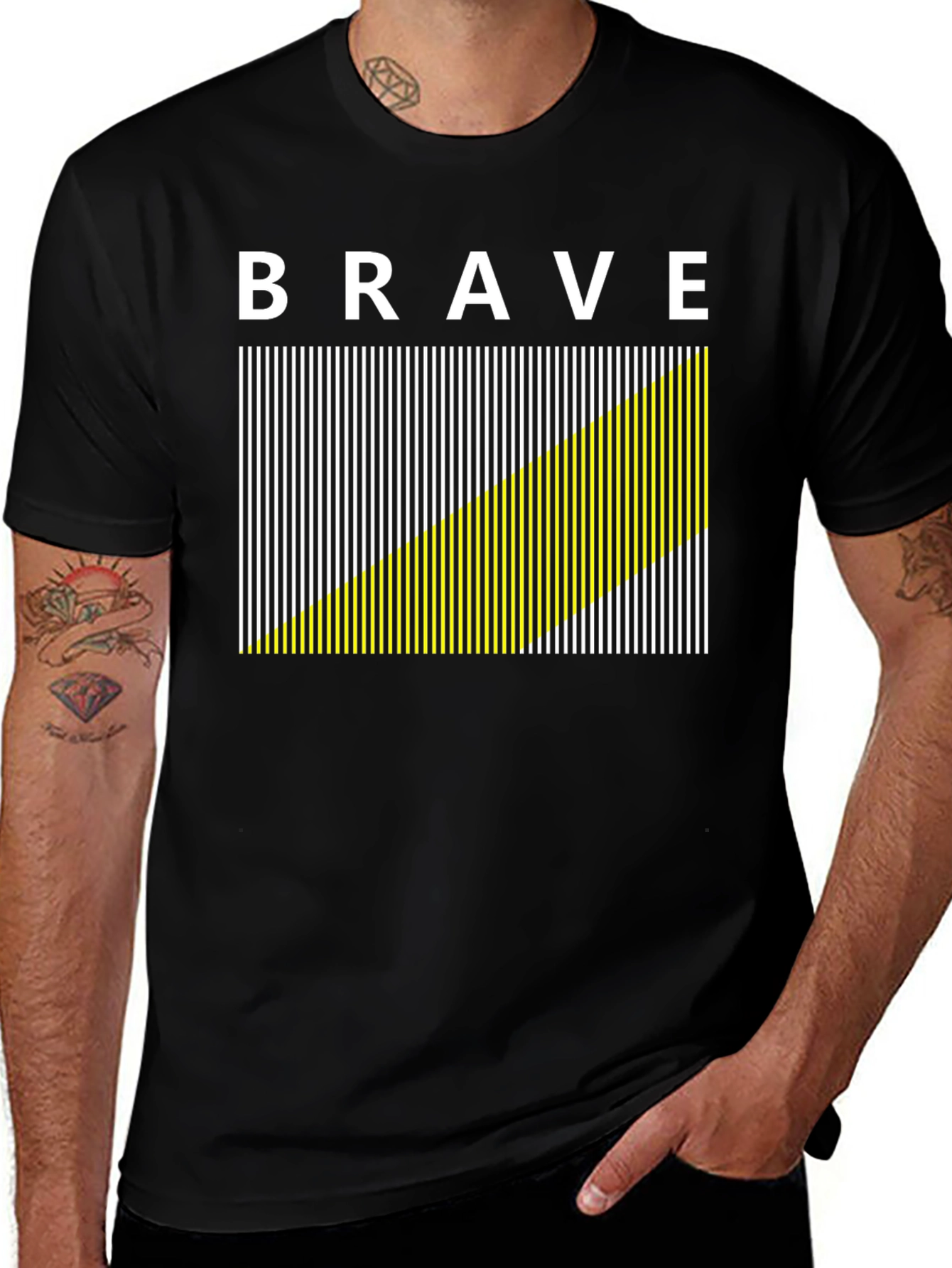 Variant 29 of Brave Graphic Print Men's Black T-Shirt