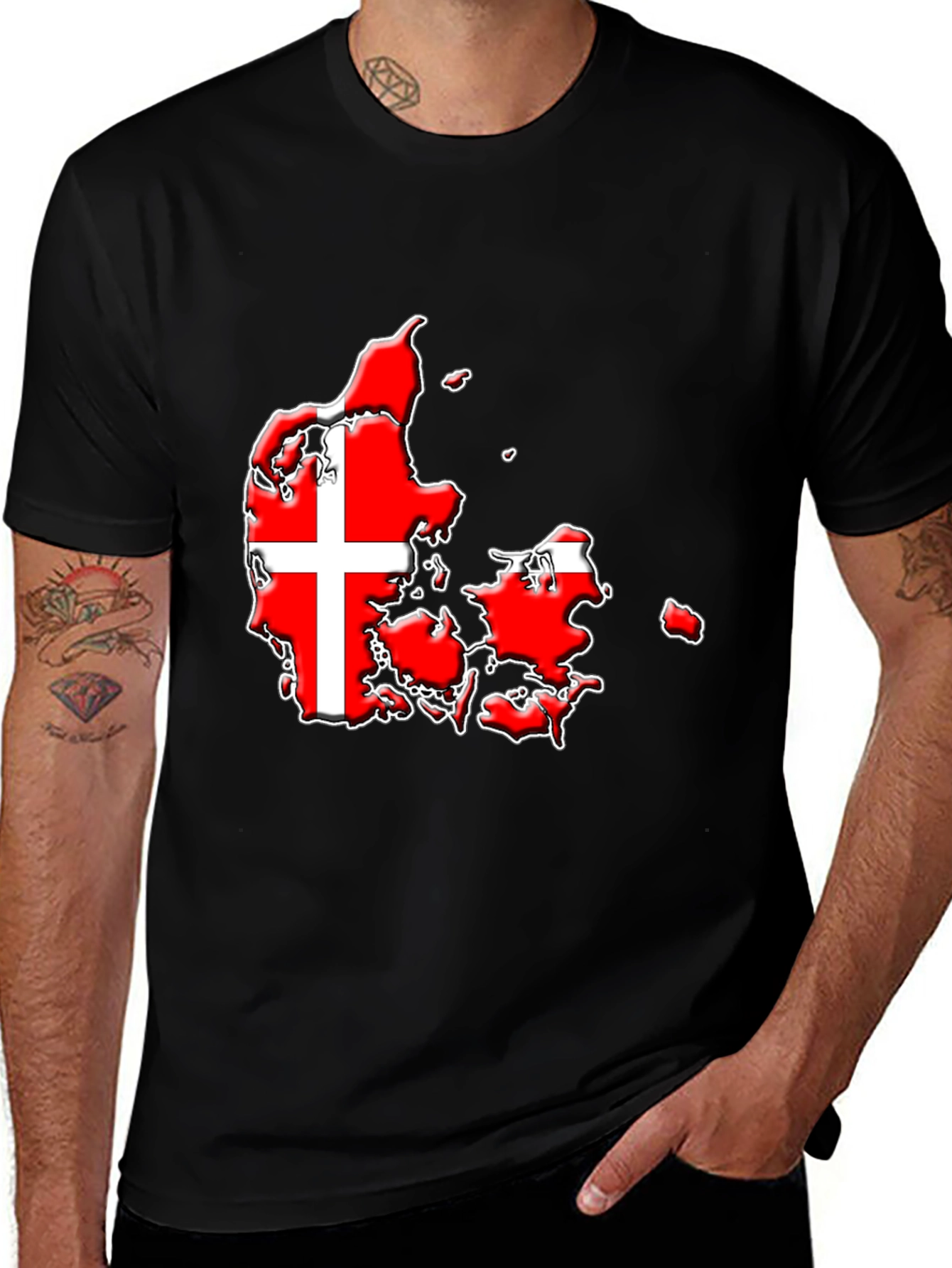 Denmark Flag Map Graphic T-Shirt