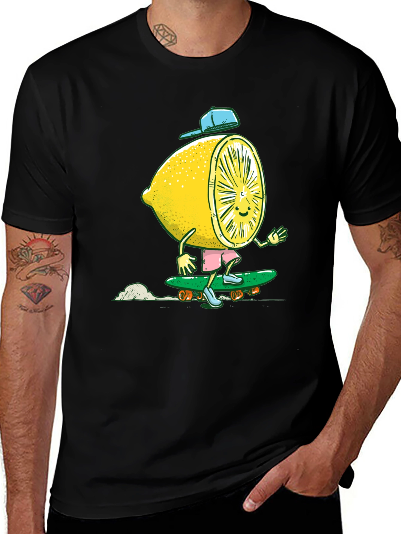 Variant 15 of Lemon Skateboarder Graphic Tee - Cool Summer Style