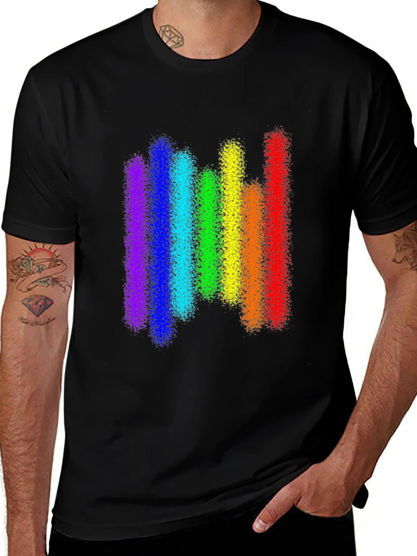 Variant 28 of Rainbow Stripes Black T-Shirt