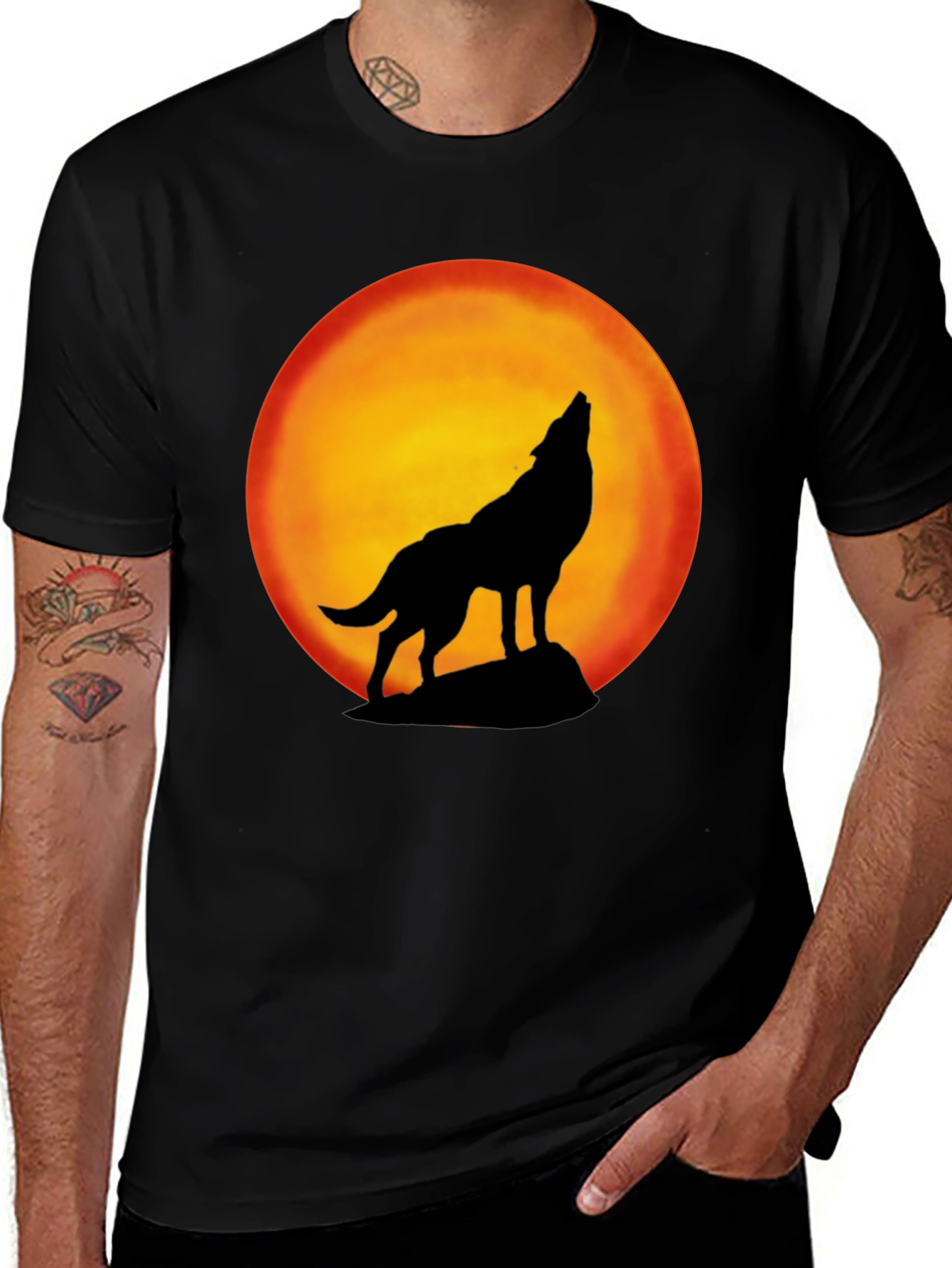 Variant 12 of Wolf Howling at Moon Graphic Tee