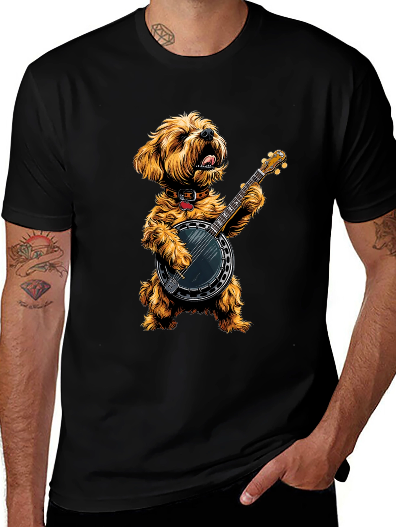 Variant 13 of Dog Playing Banjo Graphic Tee